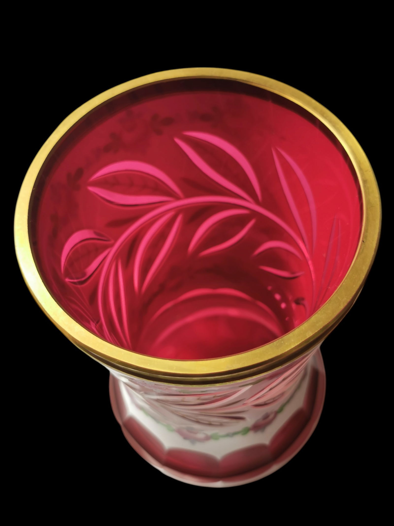 Moser Czech Bohemian Cut Overlay Decorative Vase - 2