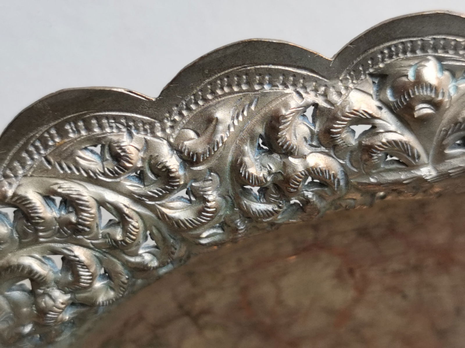 Signed Antique Silver Plate Tray - Ornate Bird Design - 4