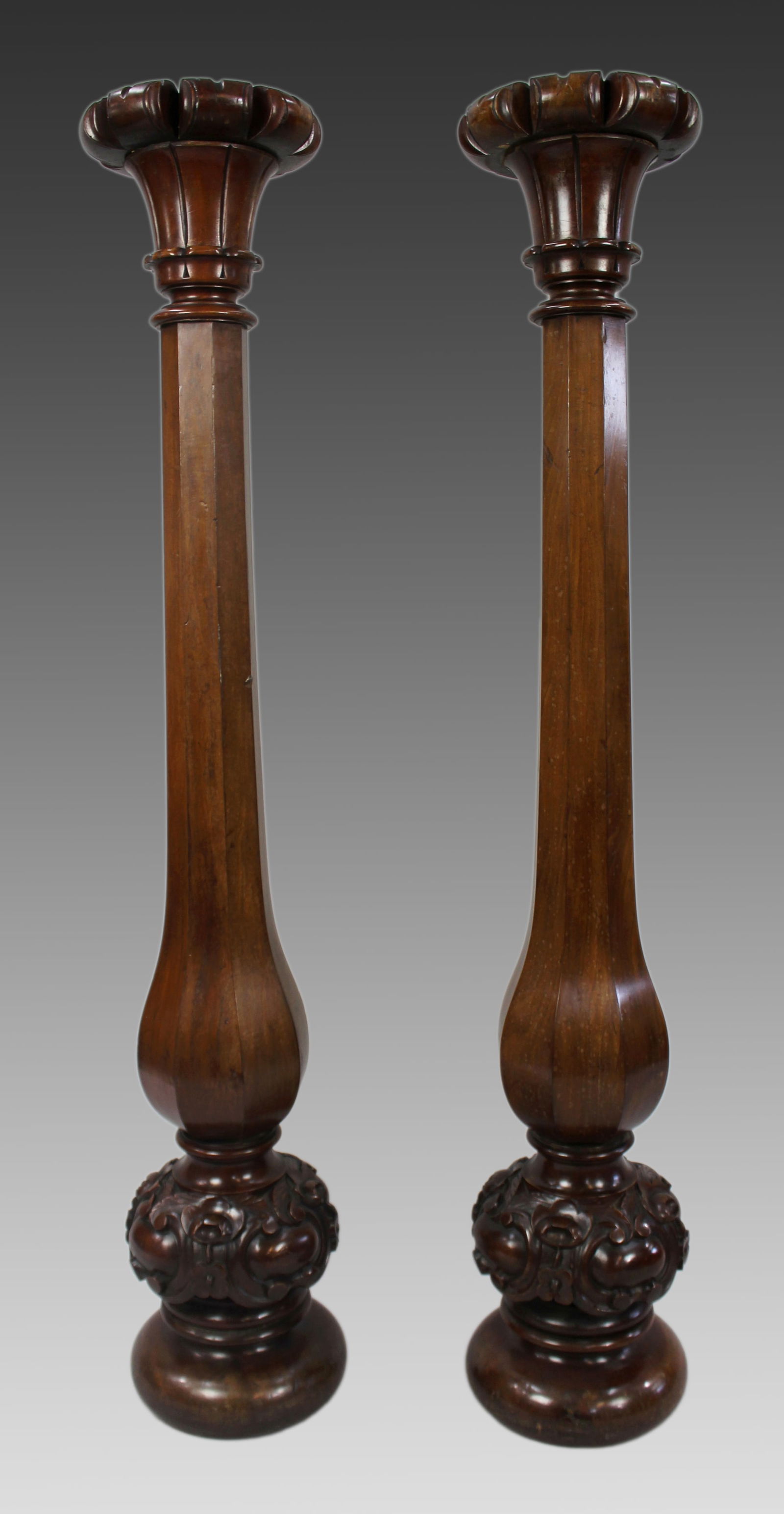 Pair of Early Victorian Carved Mahogany Pedestals (1 of 10)