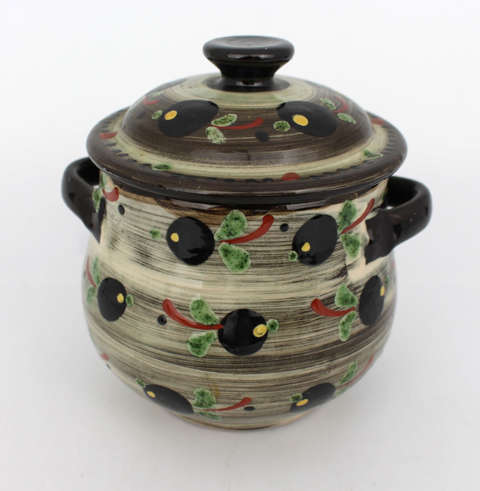 Decorative Lidded Two Handled Pot: Title:Decorative Lidded Two Handled Pot Description: Decorative Lidded Two Handled Pot Condition: Used Location Category: Antiques