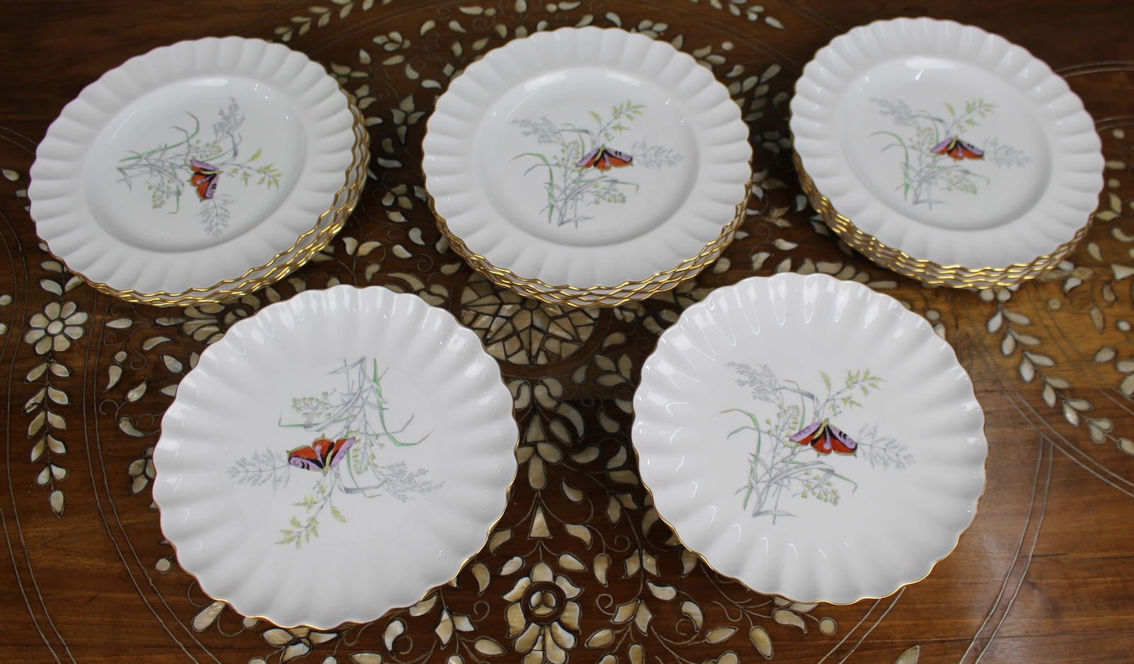 14 Piece Spode Butterfly Pattern Dessert Service 1954 (1 of 12)