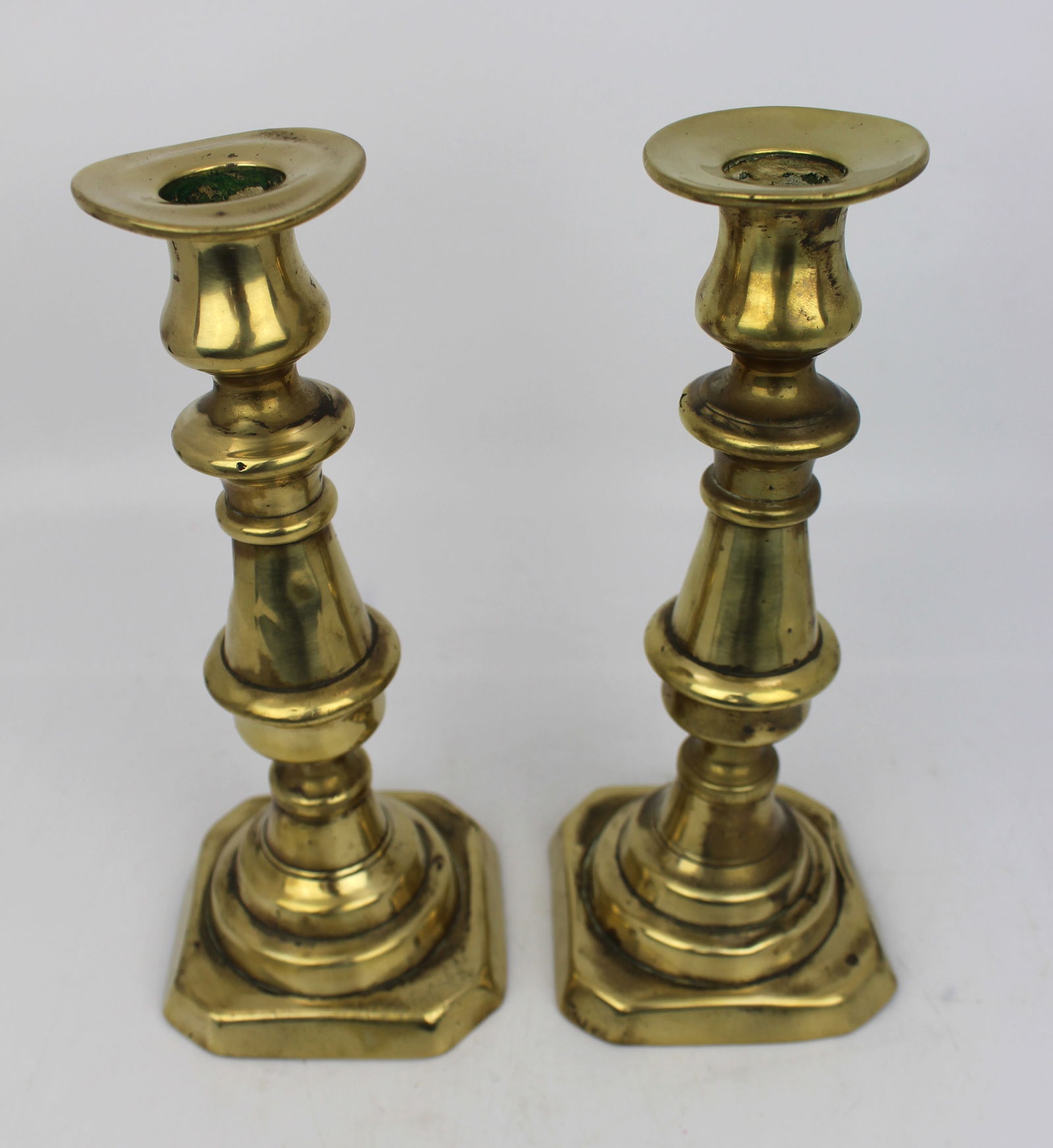 Pair of Antique Brass Candlesticks - 2