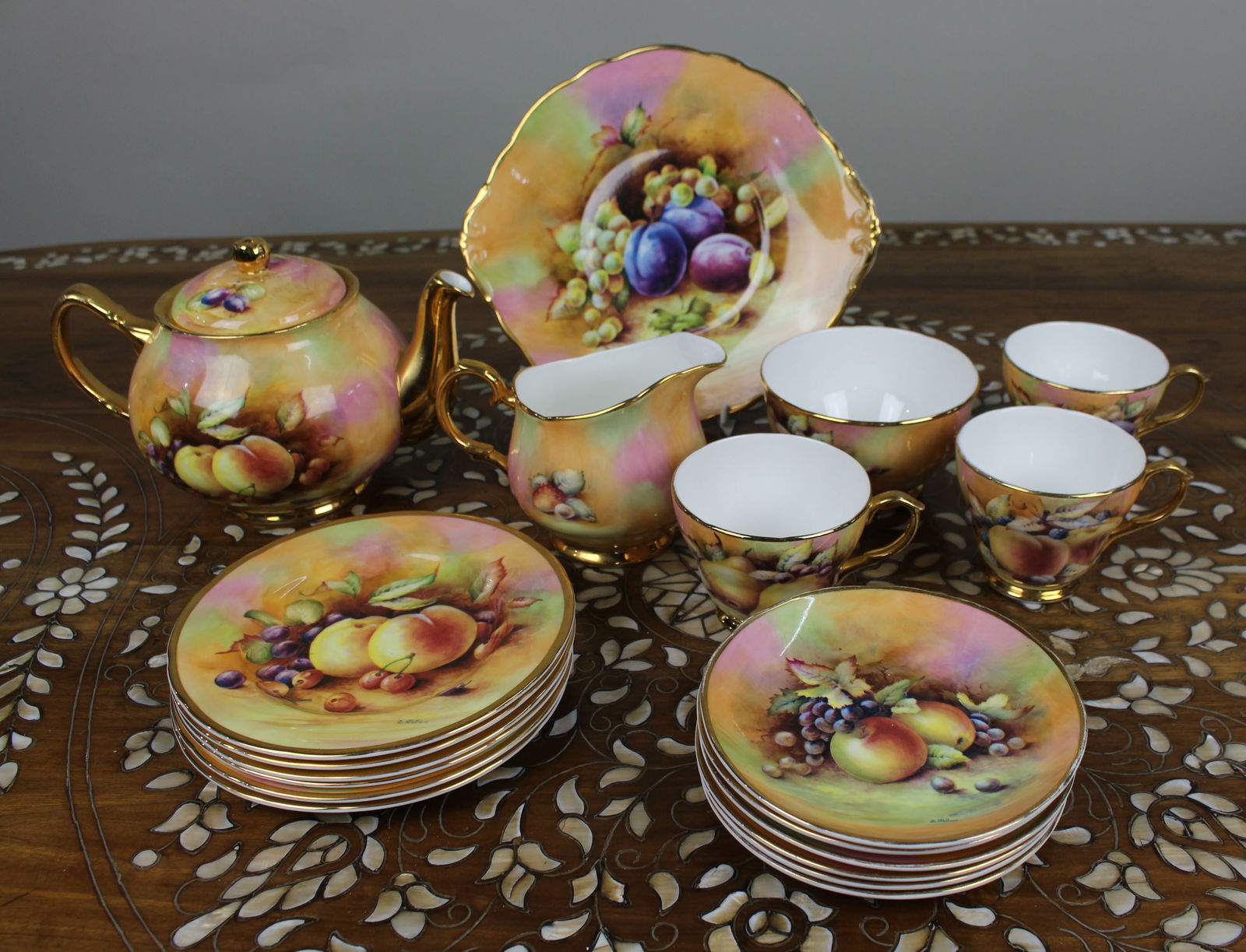 Claytonsdale Hand-Decorated Tea Service with Fruit Decoration (1 of 7)