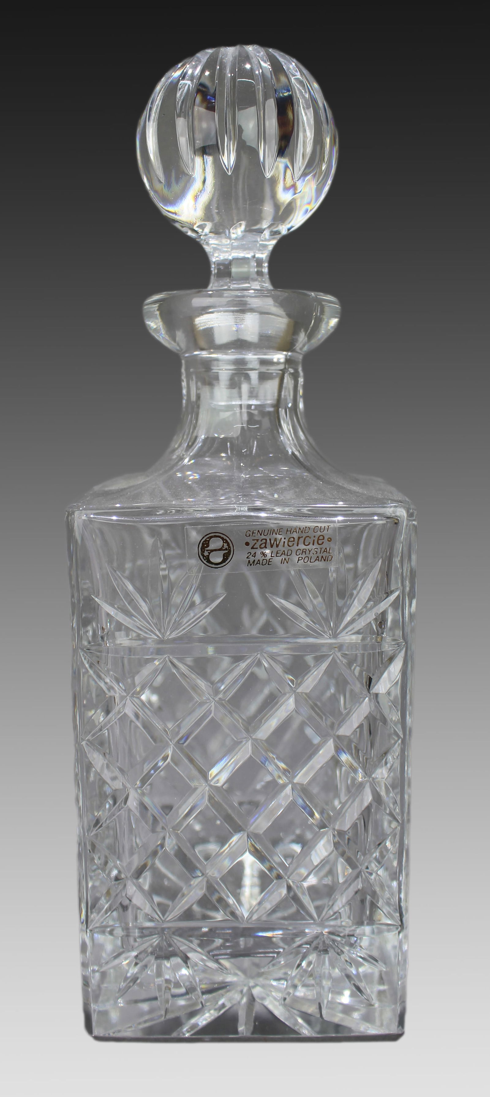 Vintage Zawiercie Polish Crystal Square Shaped Spirit Decanter (1 of 3)
