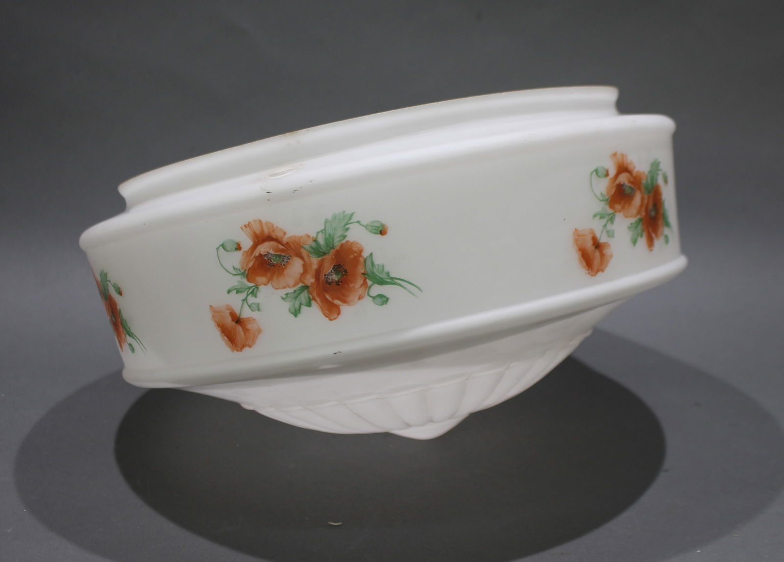 Art Deco Glass Ceiling Shade with Floral Decoration, England c.1930 (1 of 3)