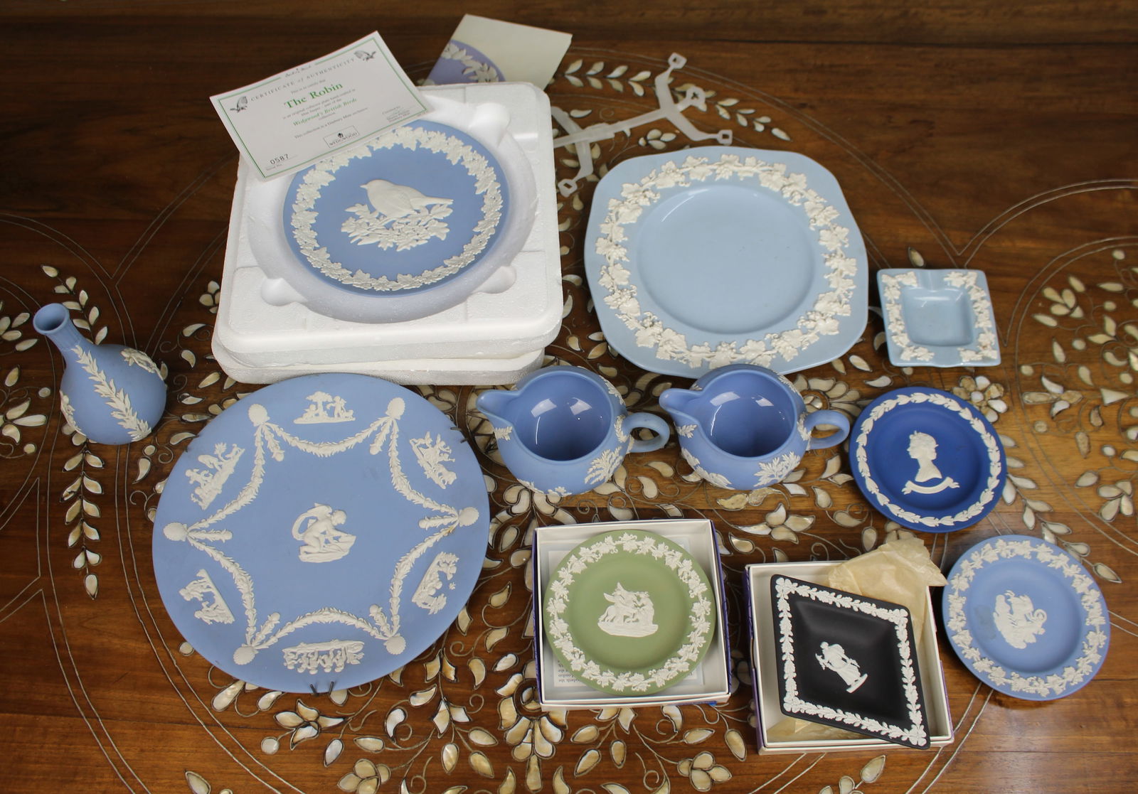 Collection of 11 Pieces of Wedgwood Jasperware: Title:Collection of 11 Pieces of Wedgwood Jasperware Description: Collection of 11 Pieces of Wedgwood Jasperware. All pieces pictured Condition: Used Location Category: Antiques