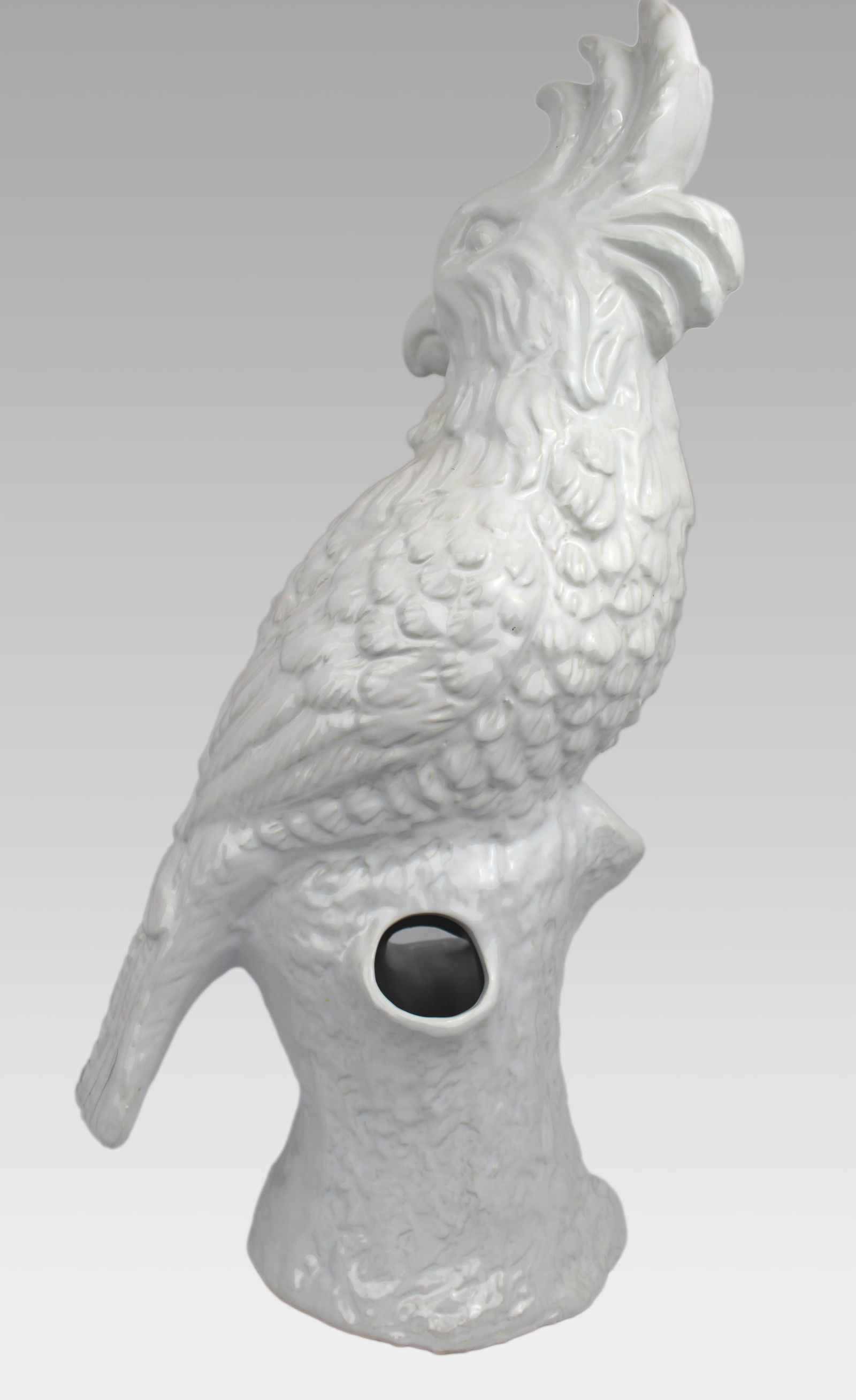Large White Glazed Ceramic Parrot Sculpture - 7