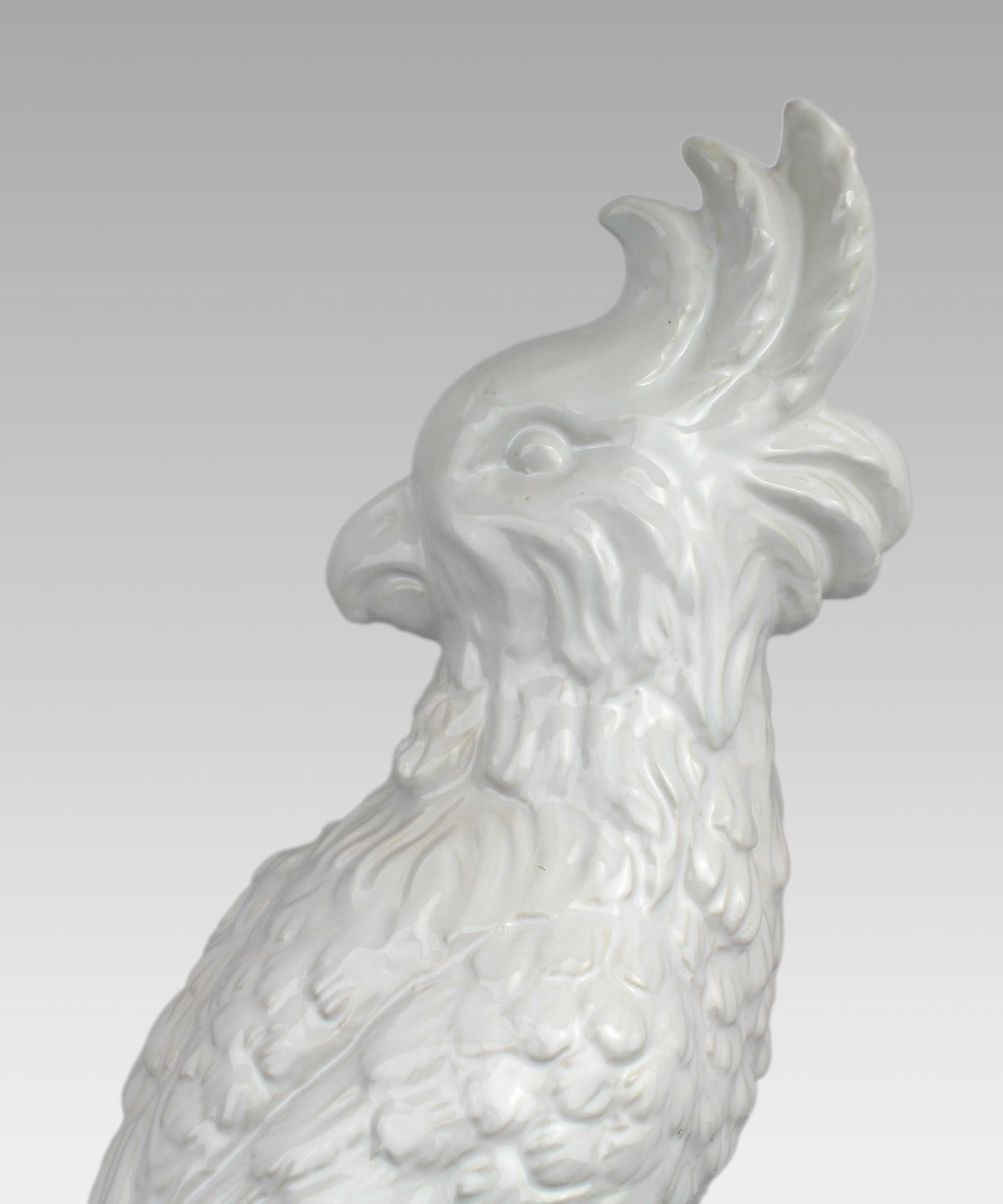 Large White Glazed Ceramic Parrot Sculpture - 8