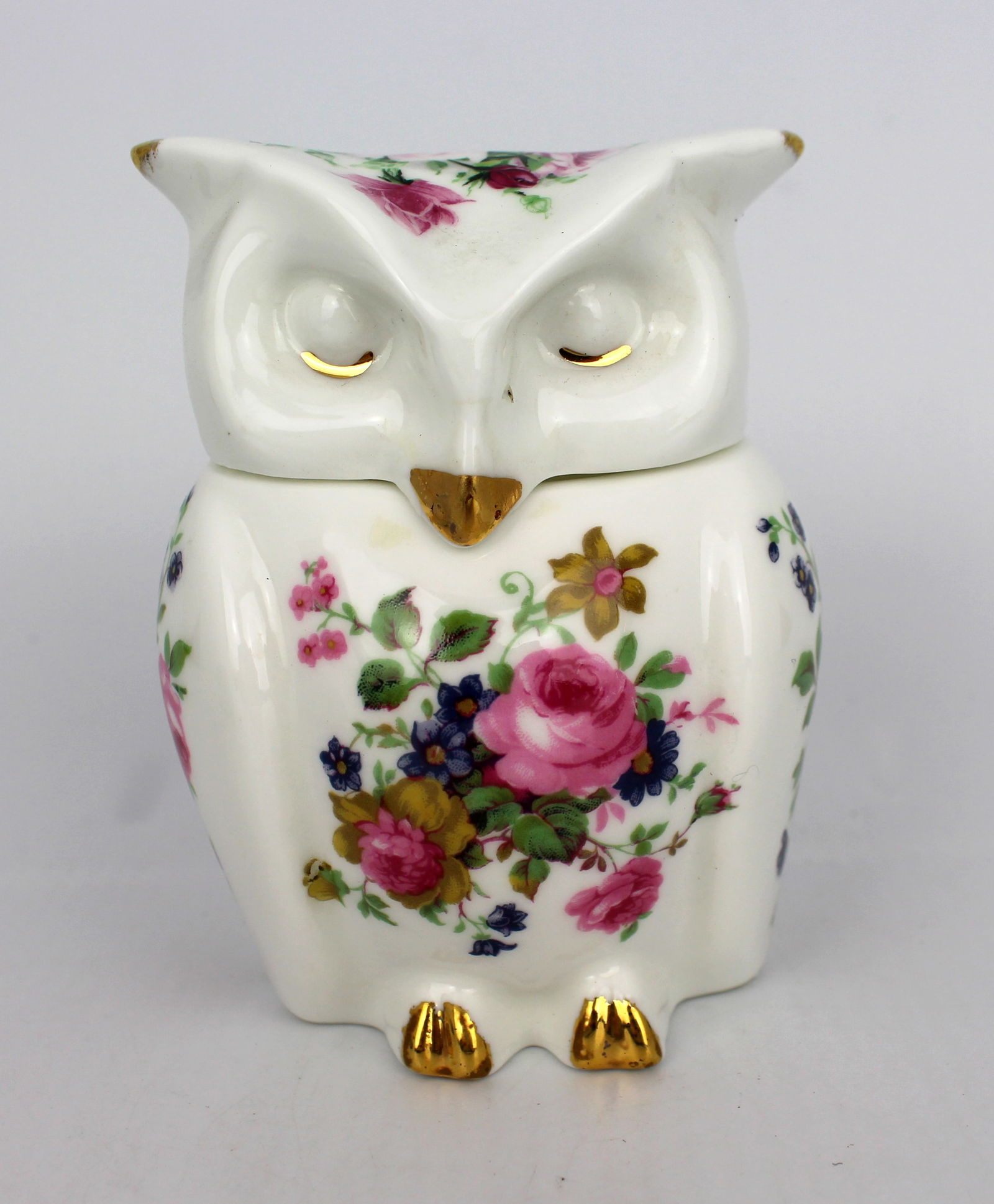 Crown Fine Bone China Lidded Owl: Title:Crown Fine Bone China Lidded Owl Description: Crown Fine Bone China Lidded Owl. Measures 8 x 7 x 11 (height) cm. Very good condition; no chips, cracks or repairs