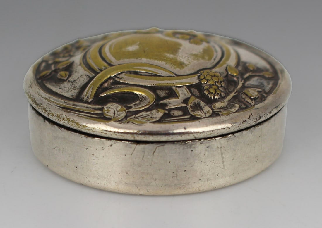Art Nouveau Silver Plated Pill Box by Armand Frenais French c.1900 (1 of 5)