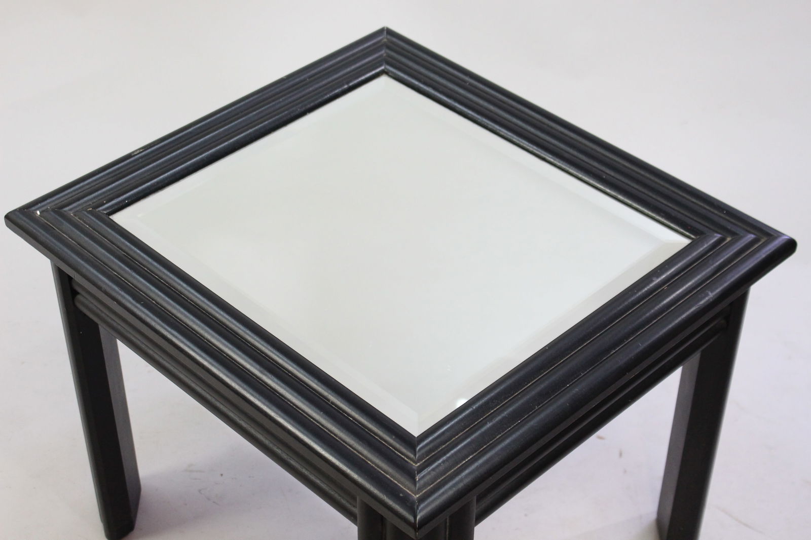 Mirror Topped Ebonized Side Table - 4