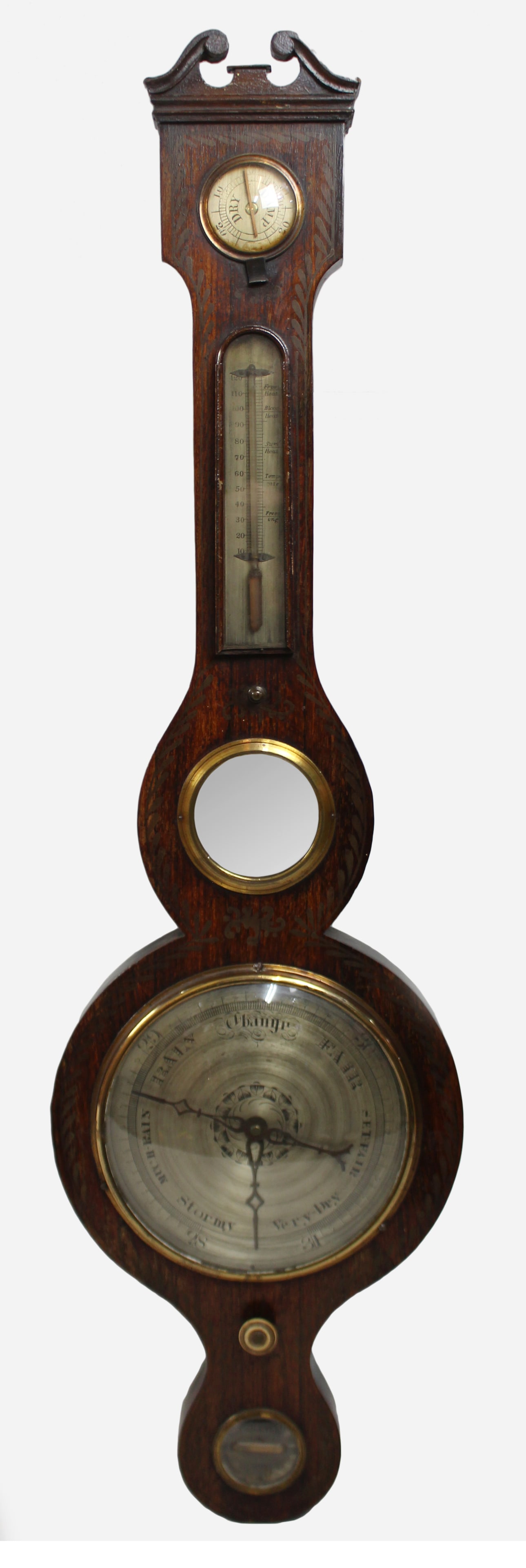 Regency English Brass Inlaid Aneroid Barometer (1 of 6)