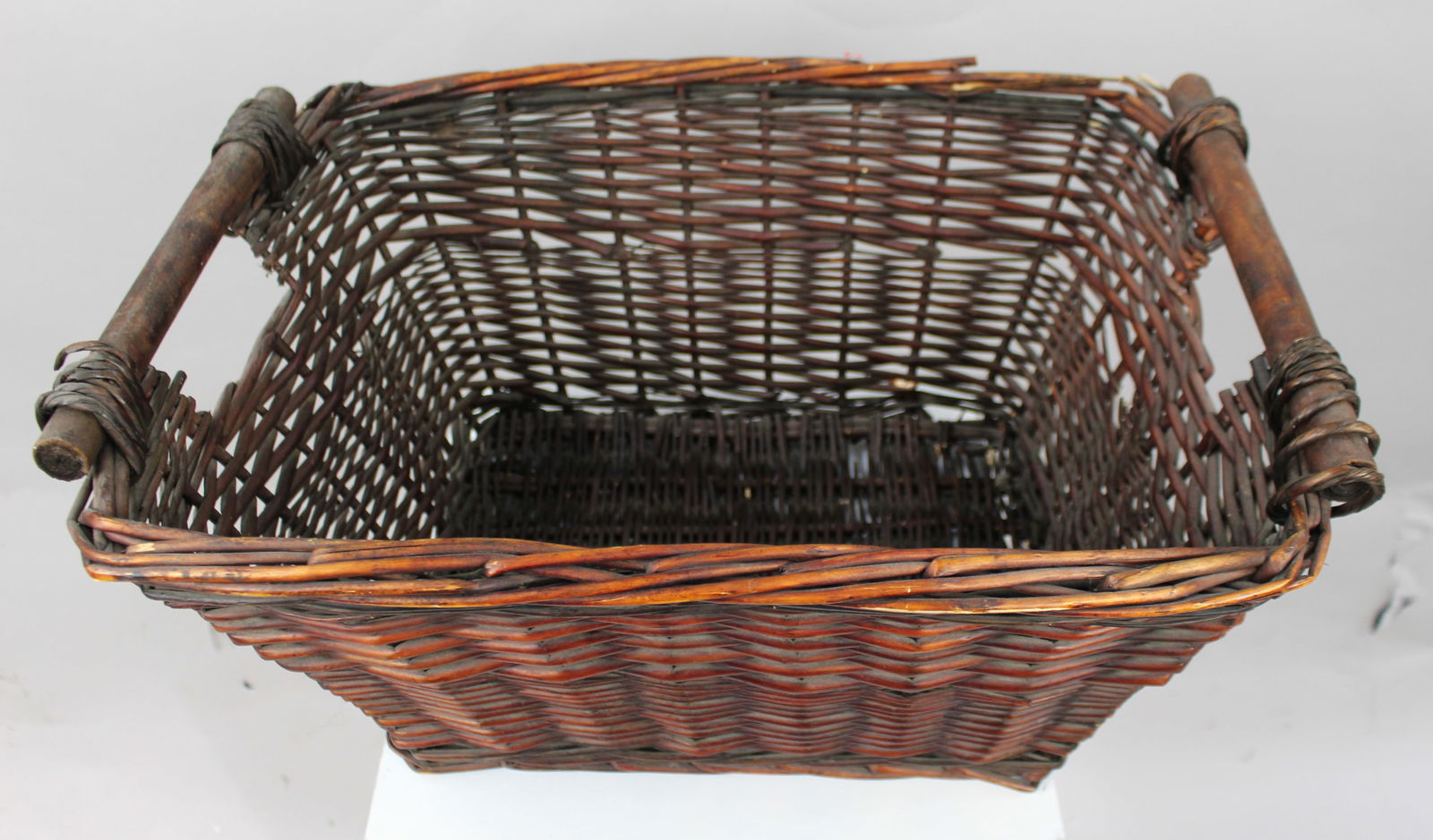 Vintage Wicker Two Handled Basket - 2