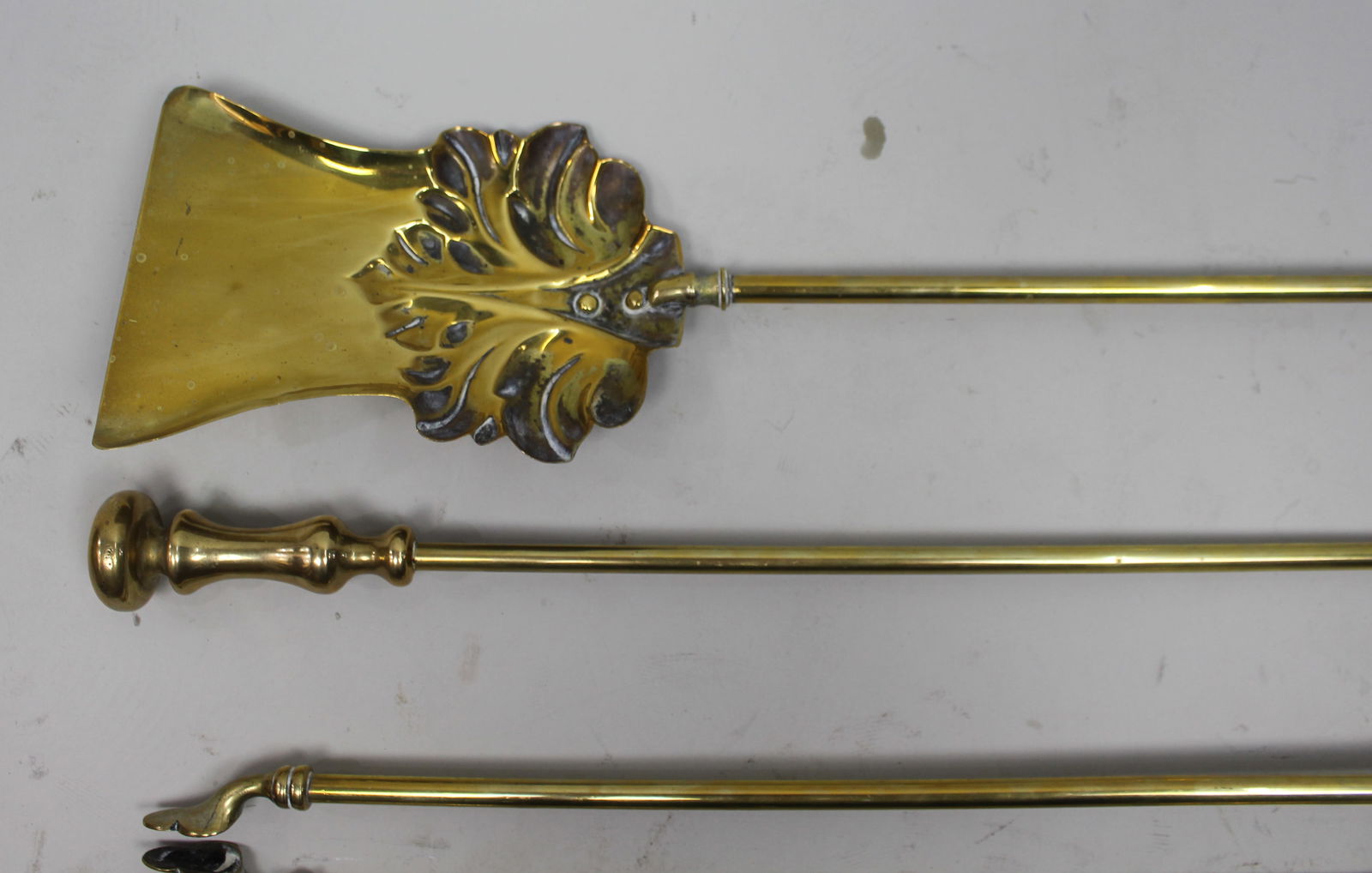 Antique Brass Fireplace Tool Set, English c.1900 - 2