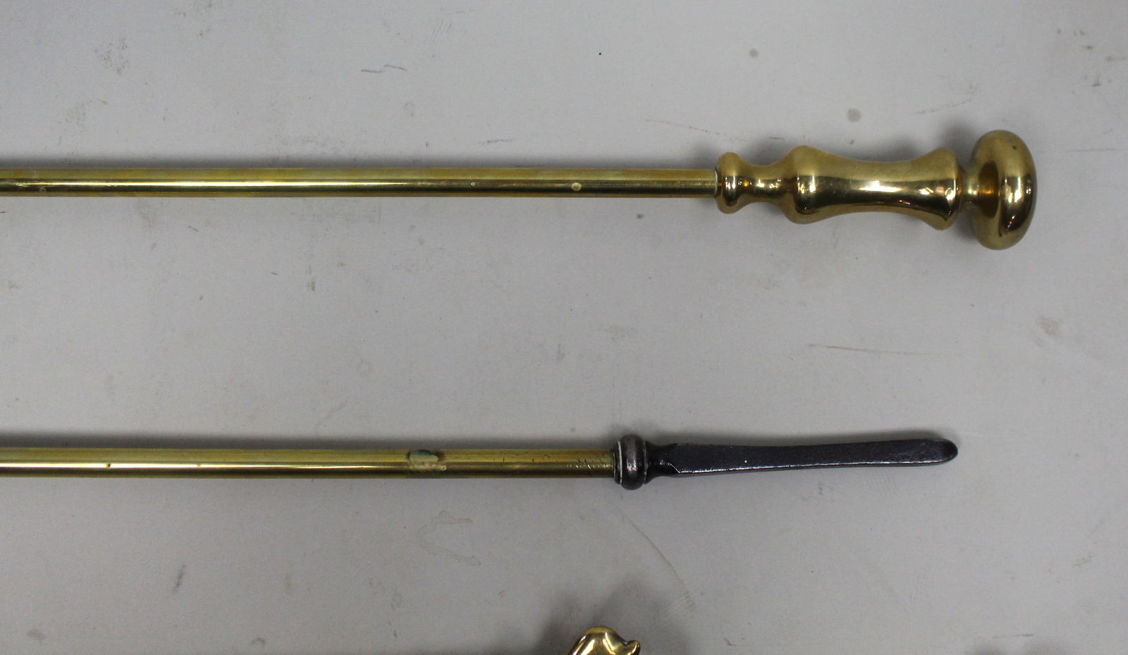 Antique Brass Fireplace Tool Set, English c.1900 - 3