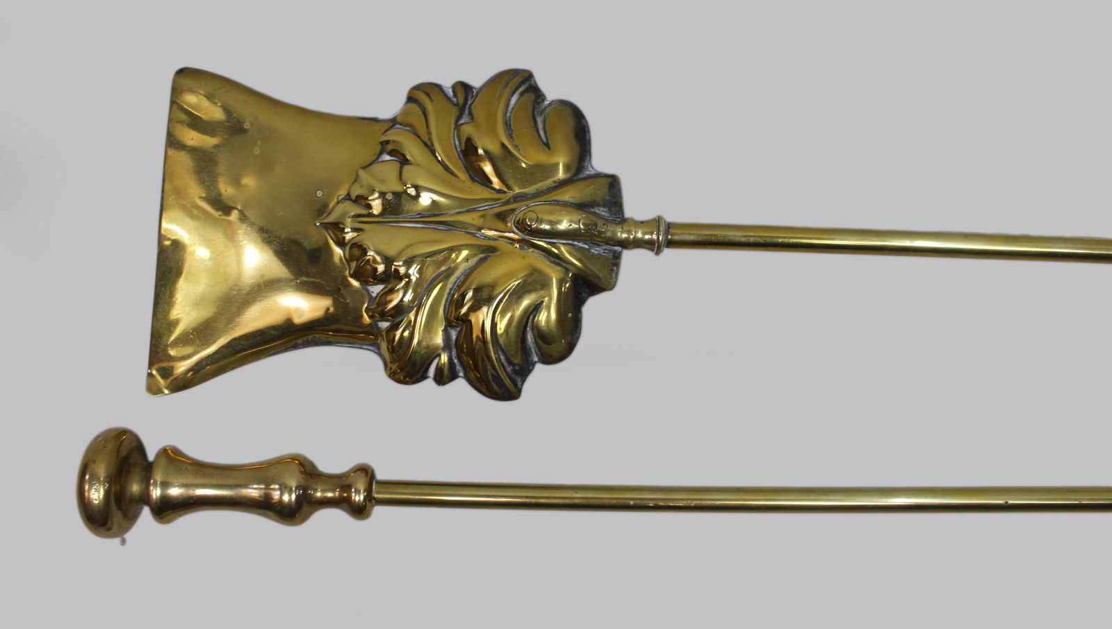 Antique Brass Fireplace Tool Set, English c.1900 - 6