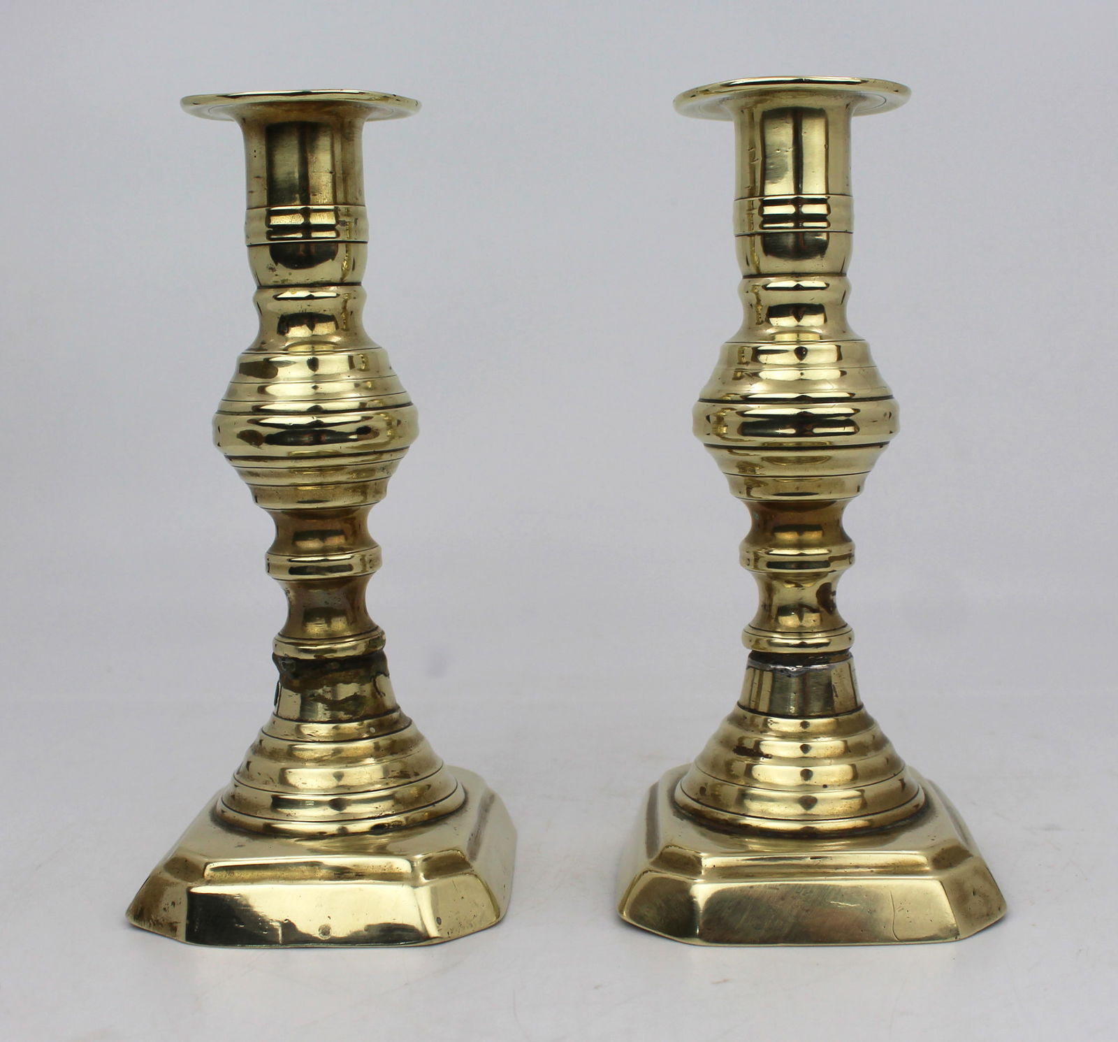 Pair of Antique Brass Candlesticks - 2