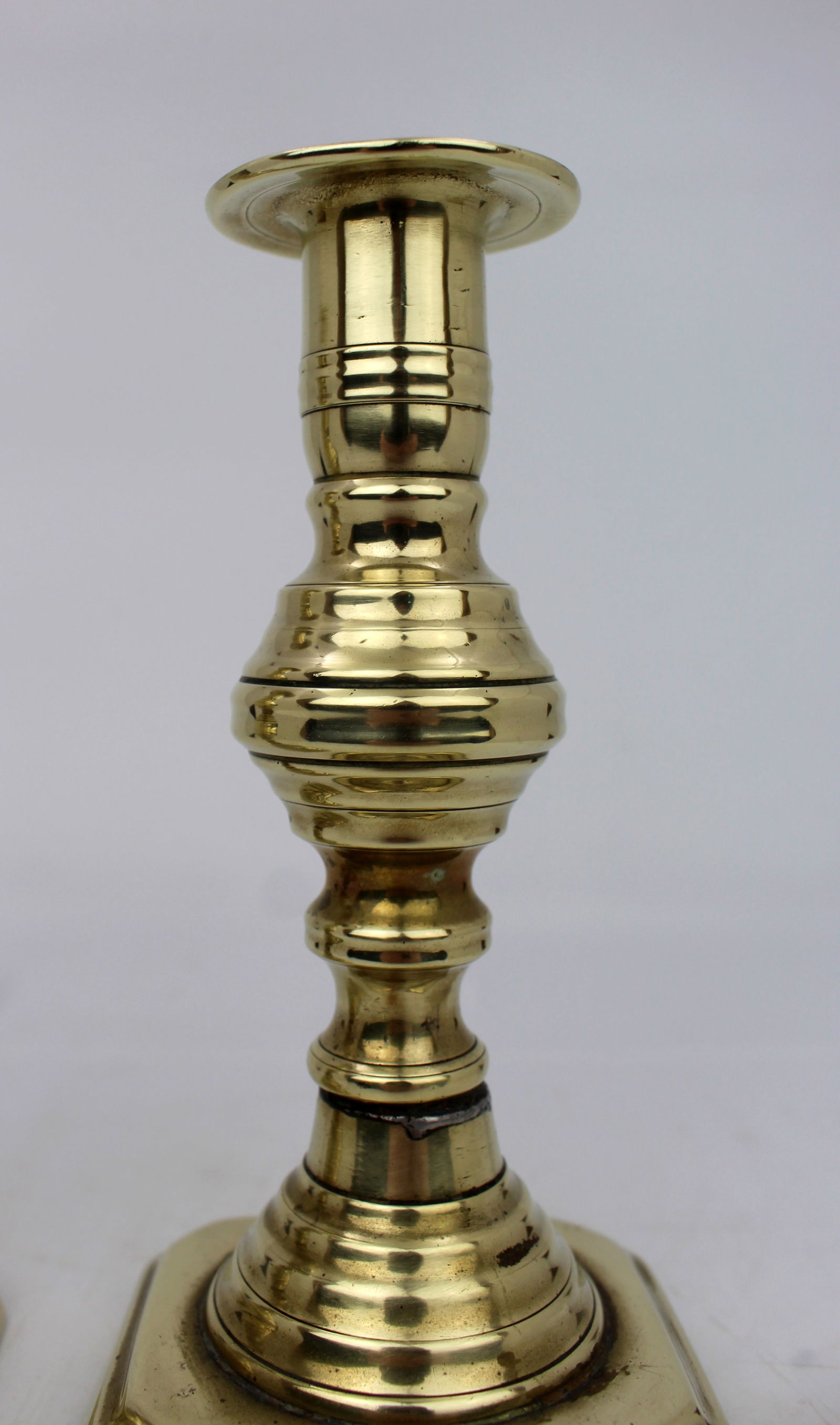 Pair of Antique Brass Candlesticks - 4