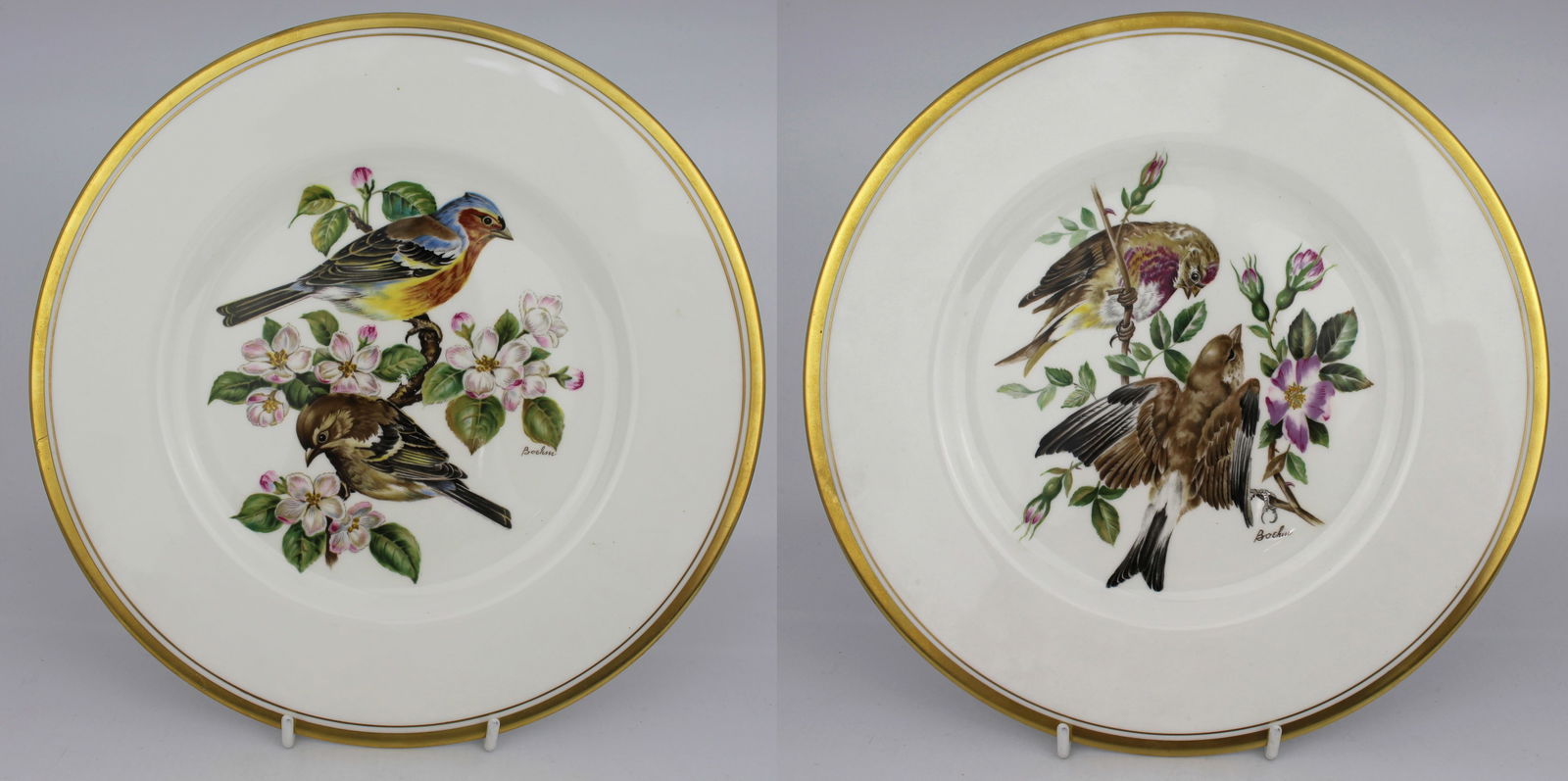 Pair of Boehm Porcelain Bird Plates: Title:Pair of Boehm Porcelain Bird Plates Description: Pair of Boehm Porcelain Bird Plates Condition: Used Location Category: Antiques