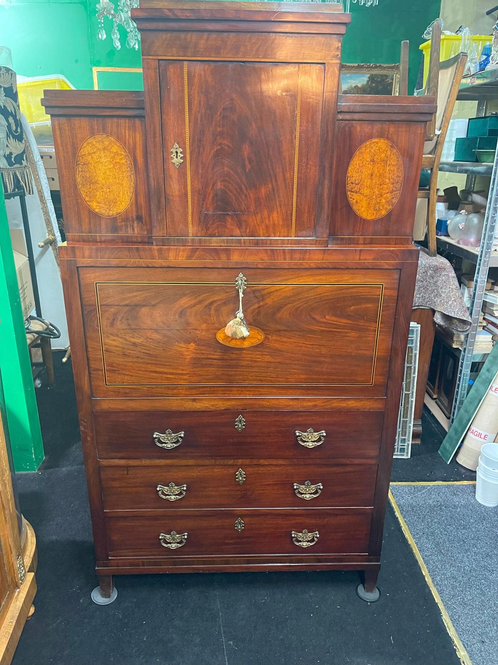 Georgian Mahogany and Satinwood Inlaid Secretaire Chest c.1800: Title:Georgian Mahogany and Satinwood Inlaid Secretaire Chest c.1800 Description: Georgian Mahogany and Satinwood Inlaid Secretaire Chest c.1800 A fine quality Georgian secretaire chest, dating to