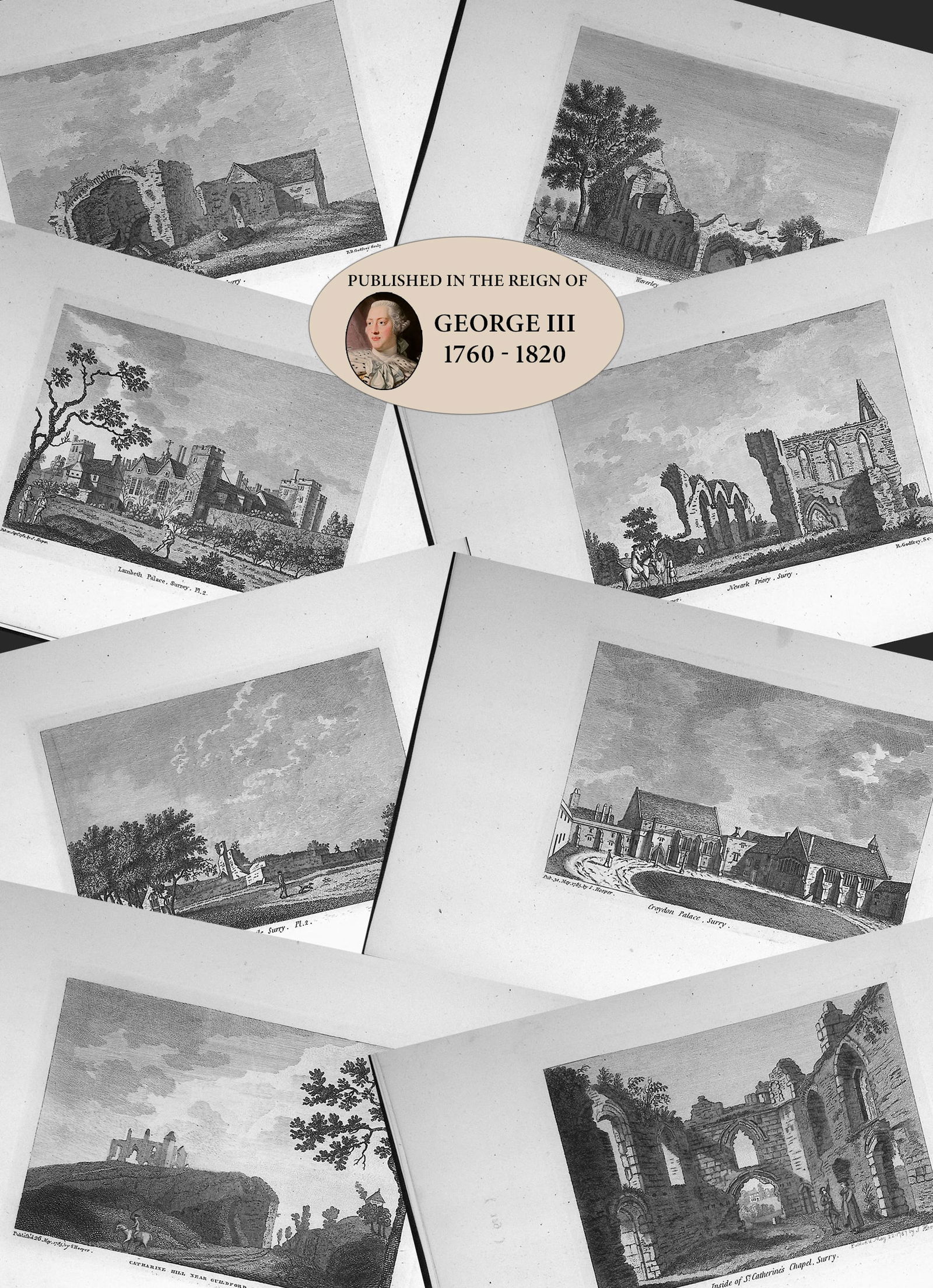 Job Lot Surrey Francis Grose Antique 230+ Years Old Rare Copper Engravings-2. (1 of 10)