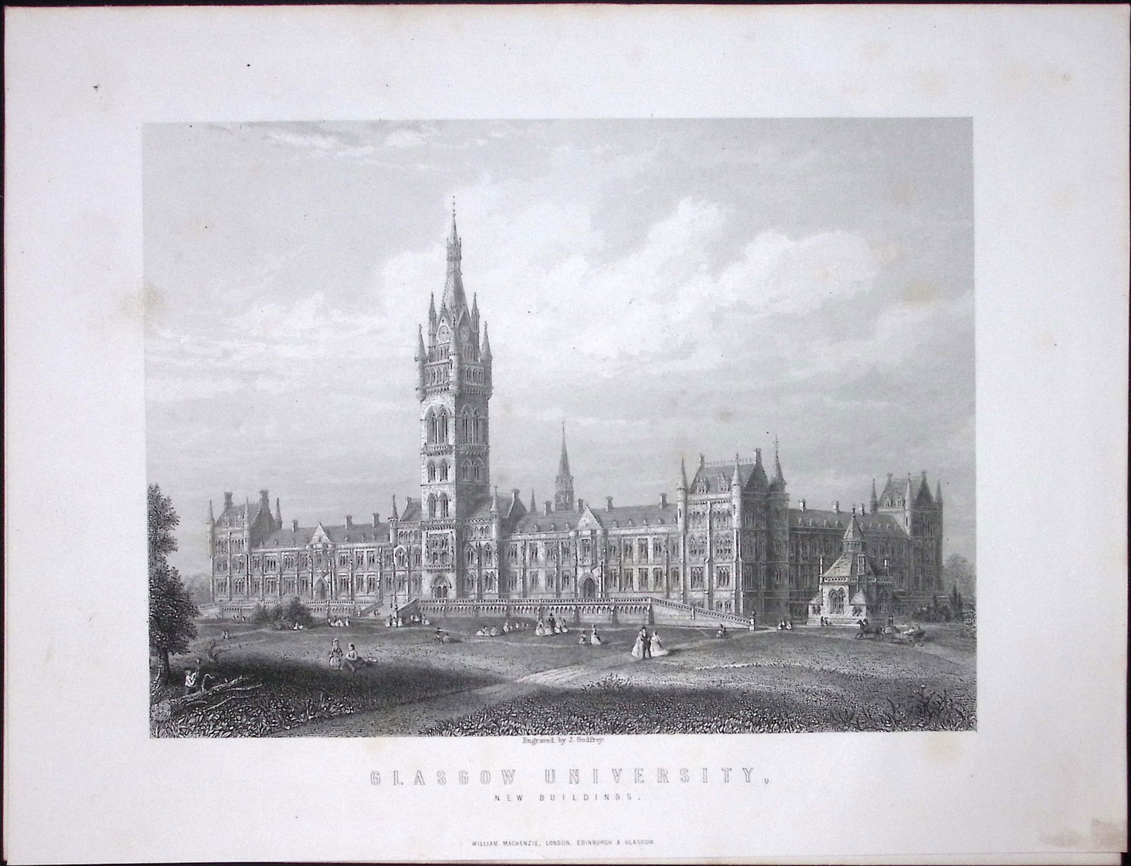 Glasgow University Scotland Antique 152 Years-Old Engraving-17 (1 of 2)