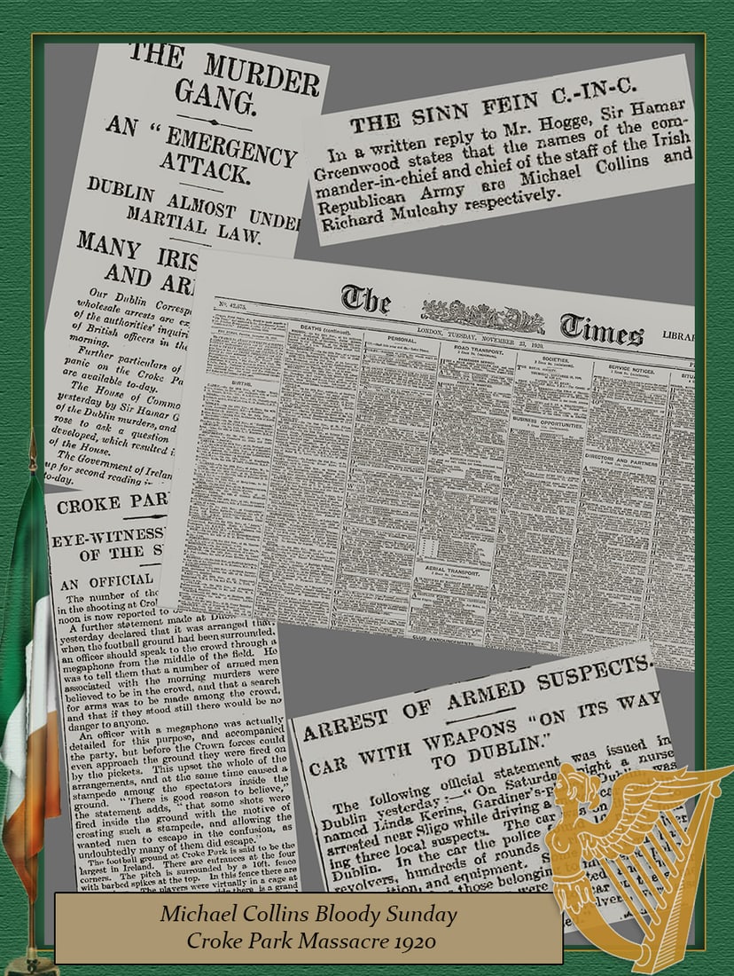 Ireland 1920 Bloody Sunday Michael Collins Croke Park Massacre Black & Tans Rare Newspaper: Title: Ireland 1920 Bloody Sunday Michael Collins Croke Park Massacre Black & Tans Rare Newspaper Description: Ireland 1920 Bloody Sunday Michael Collins Croke Park Massacre Blac
