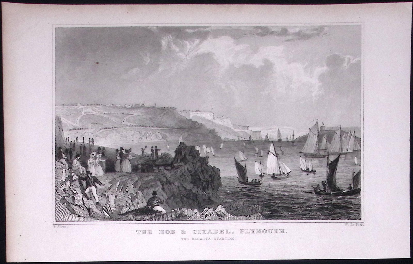 The Hoe & Citadel Plymouth Devonshire Antique 193 Years-Old Steel-Engraving-4: Title: The Hoe & Citadel Plymouth Devonshire Antique 193 Years-Old Steel-Engraving-4 Description: This Antique Steel Engraved Map Was Removed from a 193-Year-Old Edition of. <