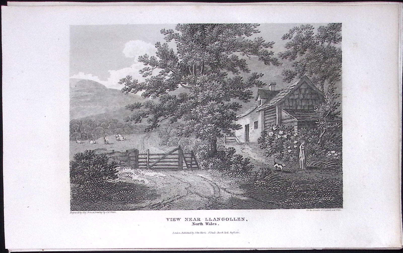 Llangollen View Wales Antique 213 Years-Old Georgian Steel-Engraving-199 (1 of 2)