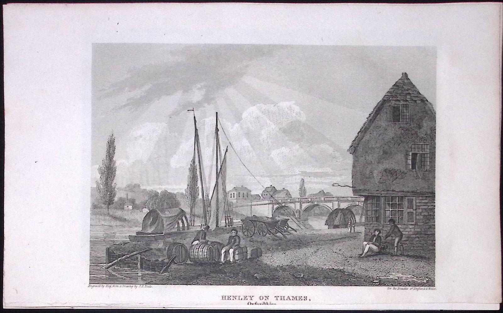 Henley On The Thames Oxfordshire Antique 212 Years-Old Steel-Engraving-53 (1 of 2)