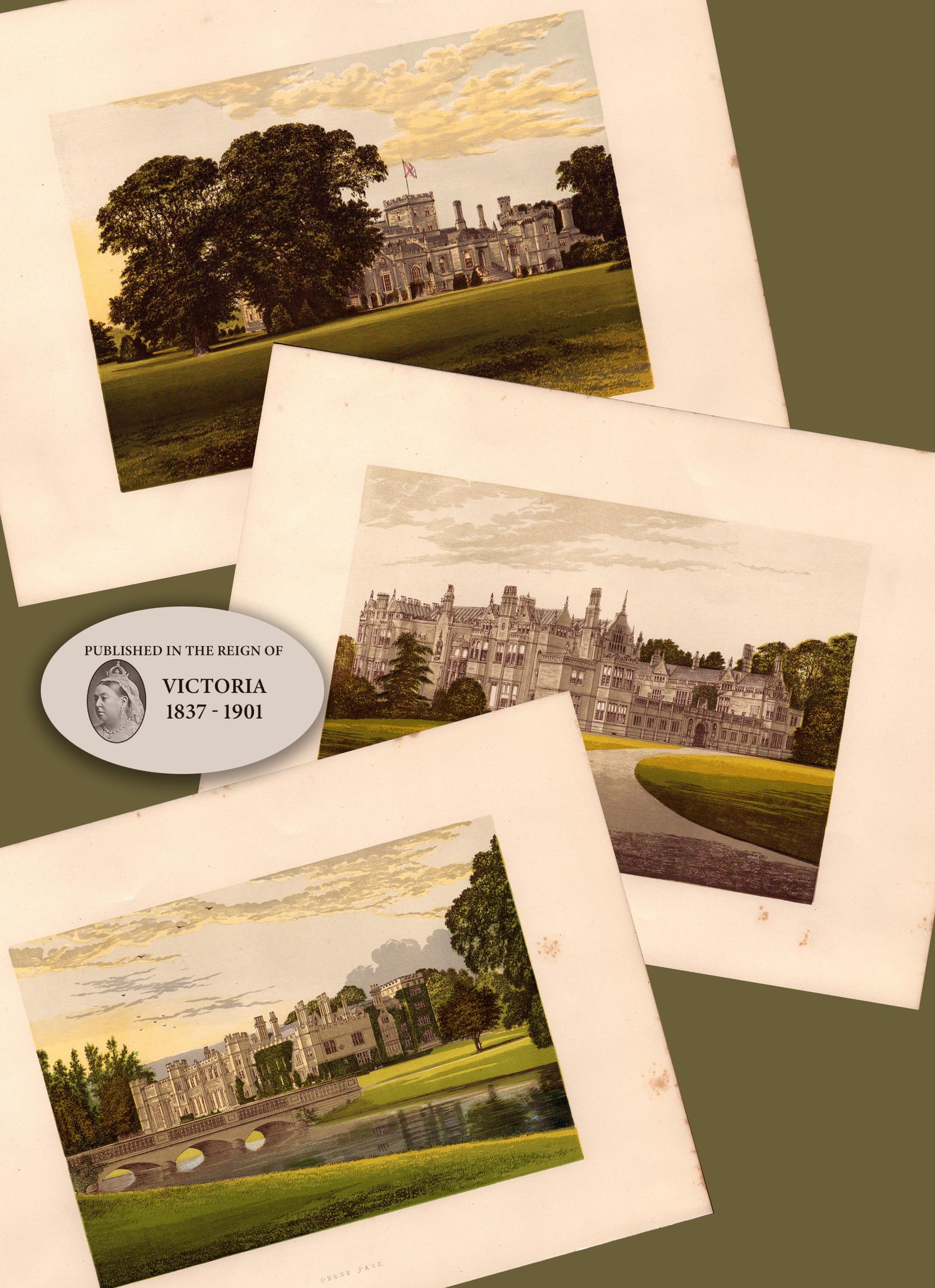 Northamptonshire Job lot Gilt-Edge Coloured Victorian Antique Book Plates: Title: Northamptonshire Job lot Gilt-Edge Coloured Victorian Antique Book Plates Description: This Collection of 2 Stunning Gilt-Edged Colour Plate illustrated by Alexander Francis L