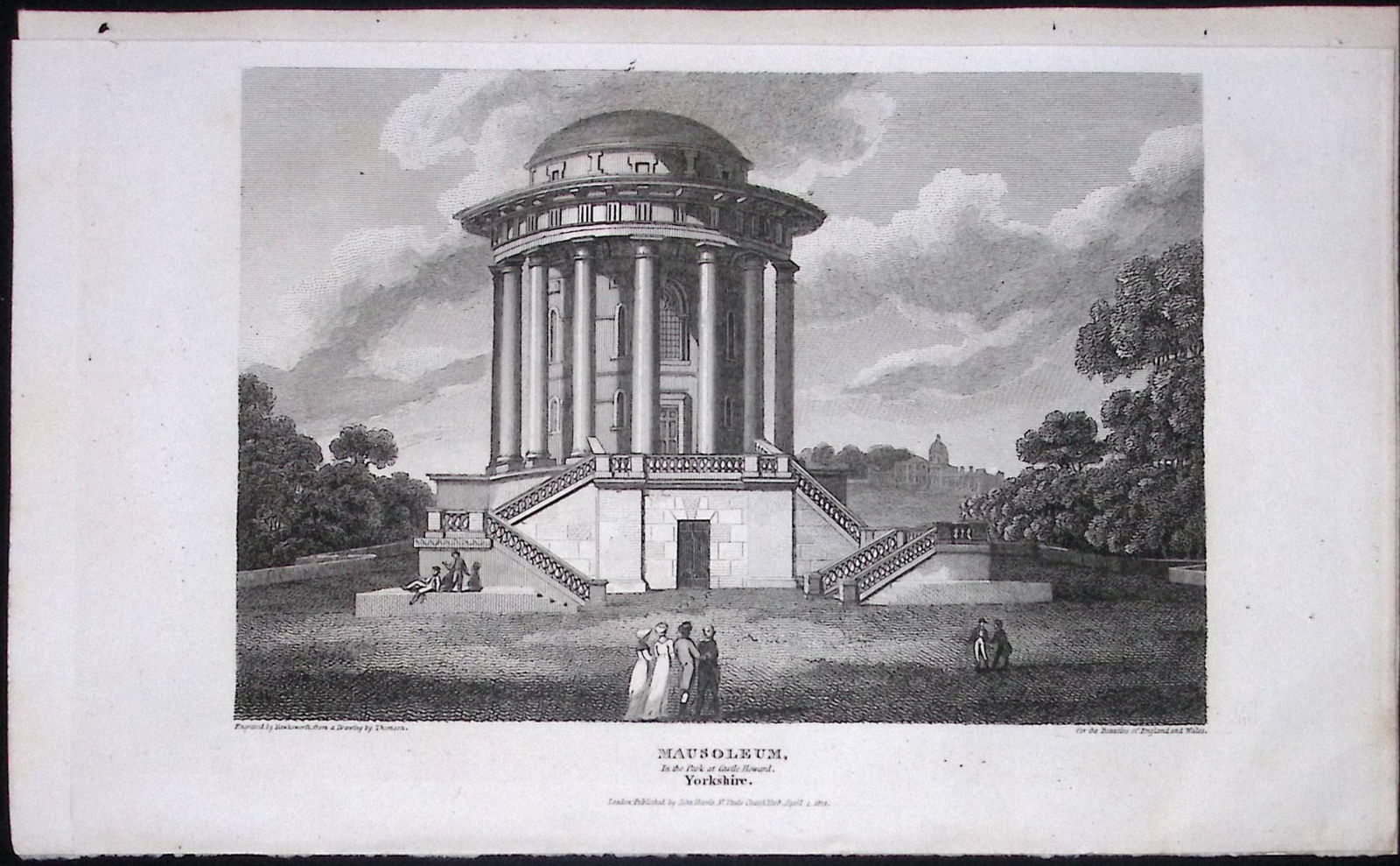 Castle Howard Yorkshire Mausoleum Antique 213 Years-Old Steel-Engraving-20 (1 of 2)