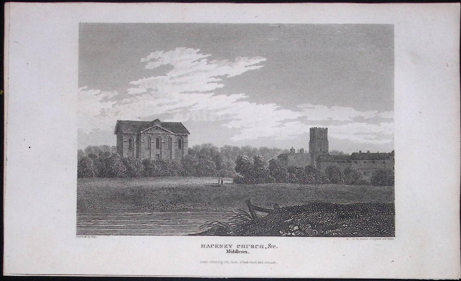 London Hackney Church Antique 200 Years-Old Steel-Engraving-111 (1 of 2)