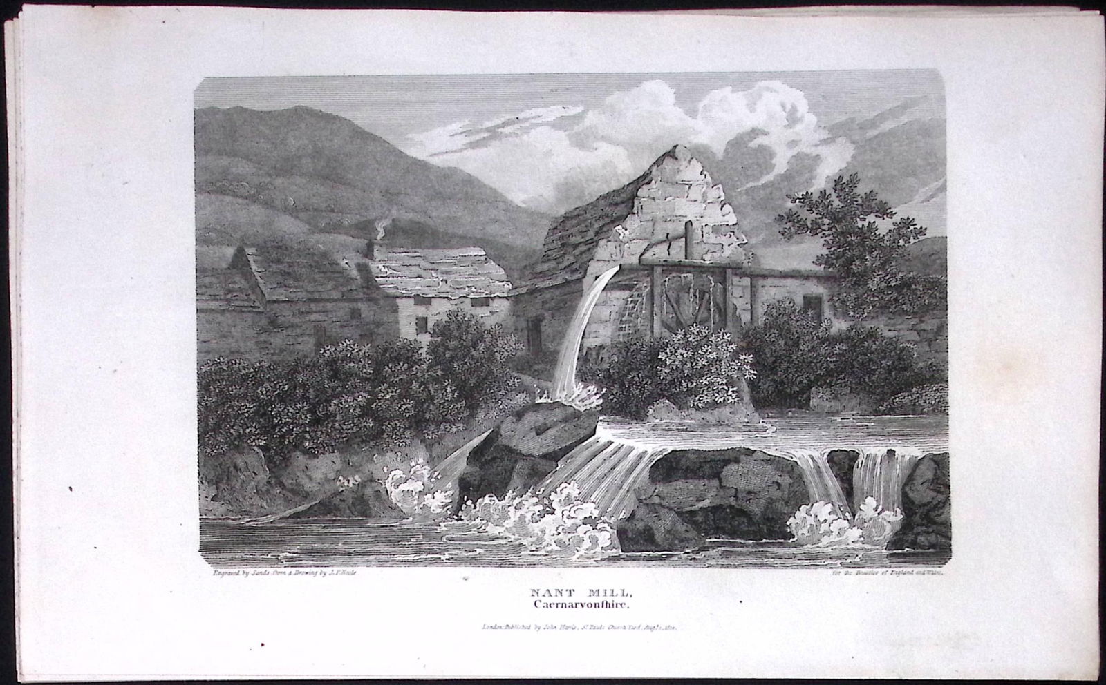 Nant Mill Caernarvonshire Wales Antique 213 Years-Old Georgian Steel-Engraving-191 (1 of 2)