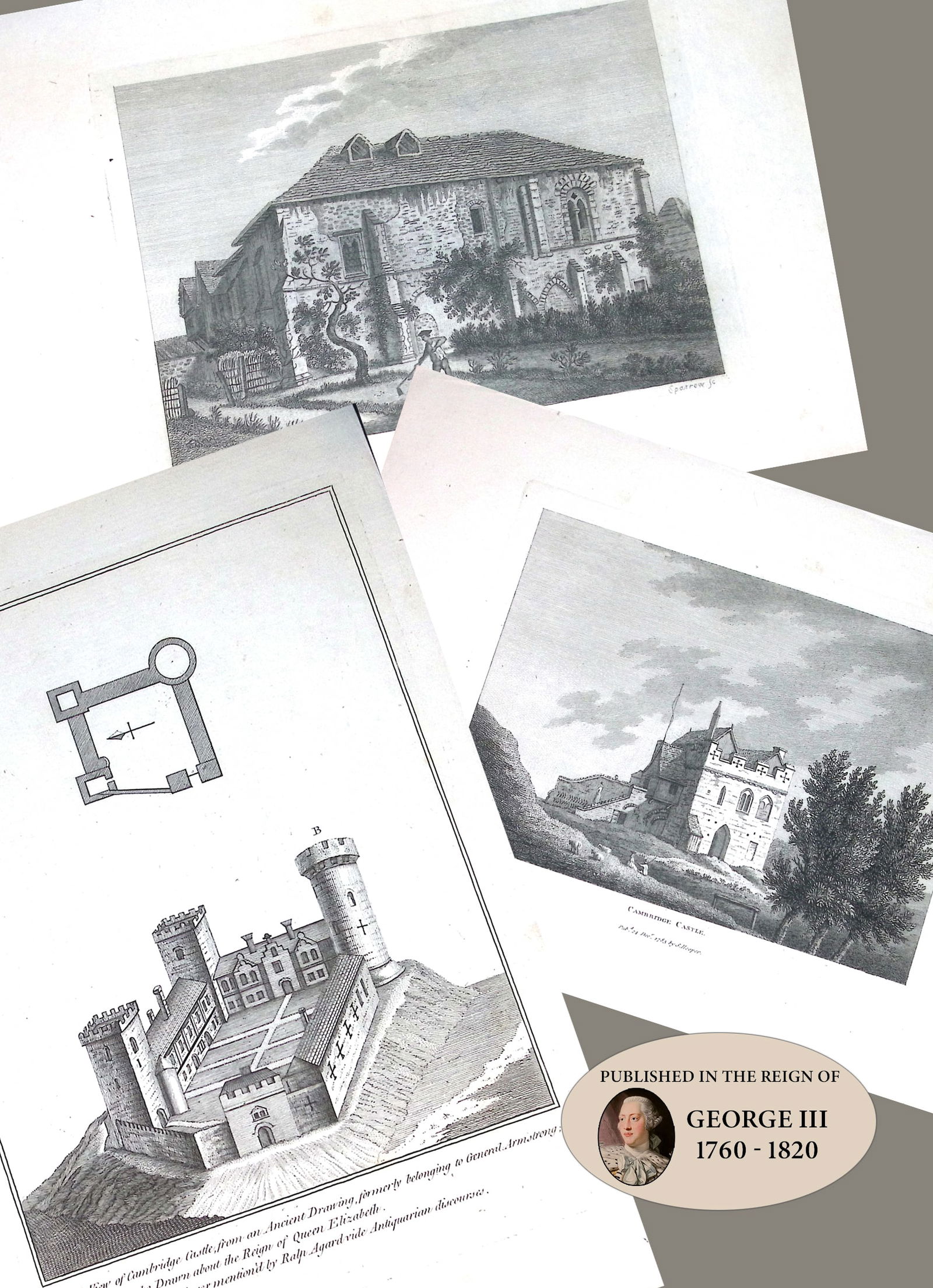 Set Of 3 Cambridgeshire Grose Antique 230+ Years Old Copper Engravings (1 of 5)