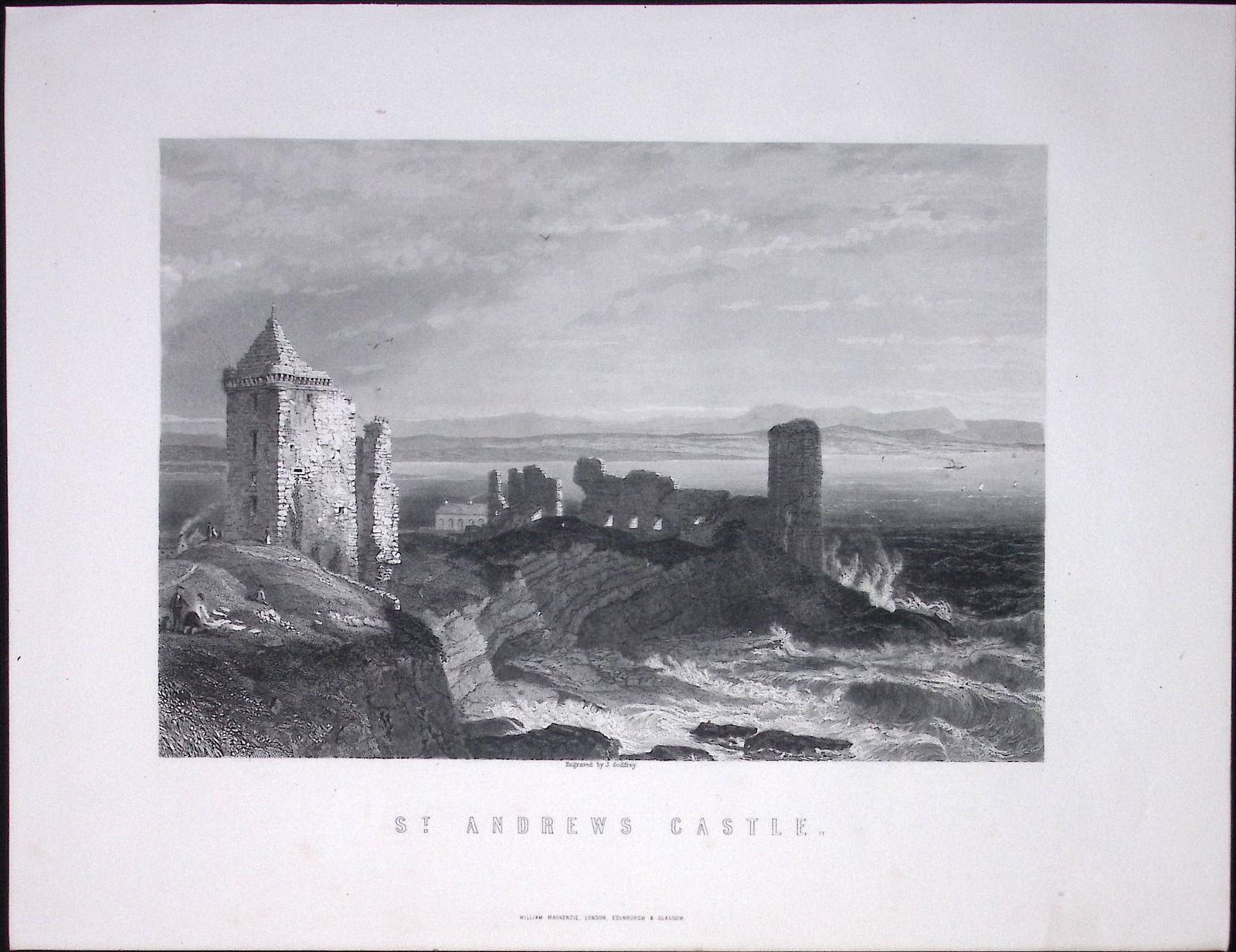 St Andrews Castle Scotland Antique 152 Years-Old Engraving-28 (1 of 2)