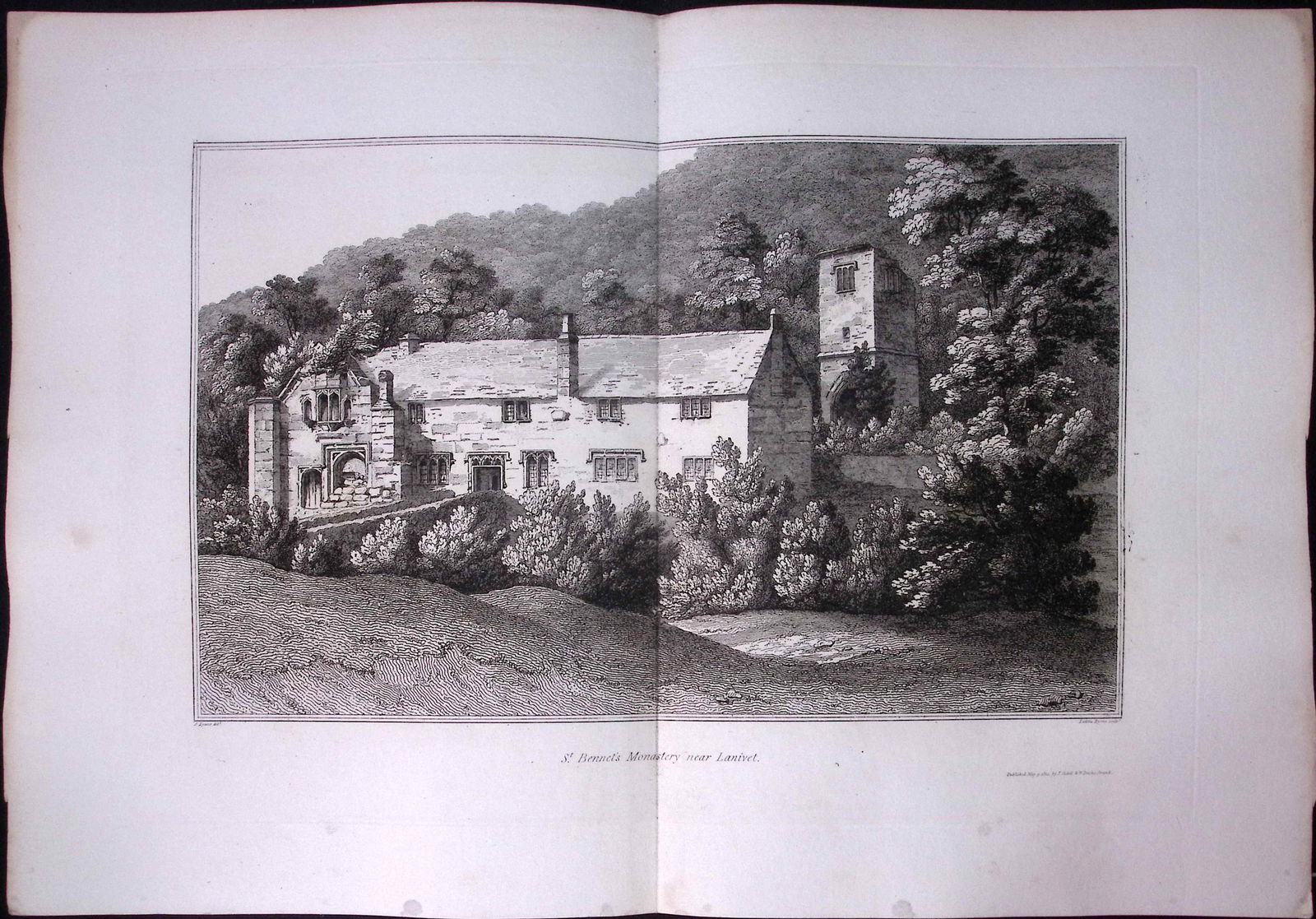 Cornwall St Bennet’s Monastery Rare 211 Years-Old Antique Copper Plate Etching By S Lysons. (1 of 2)
