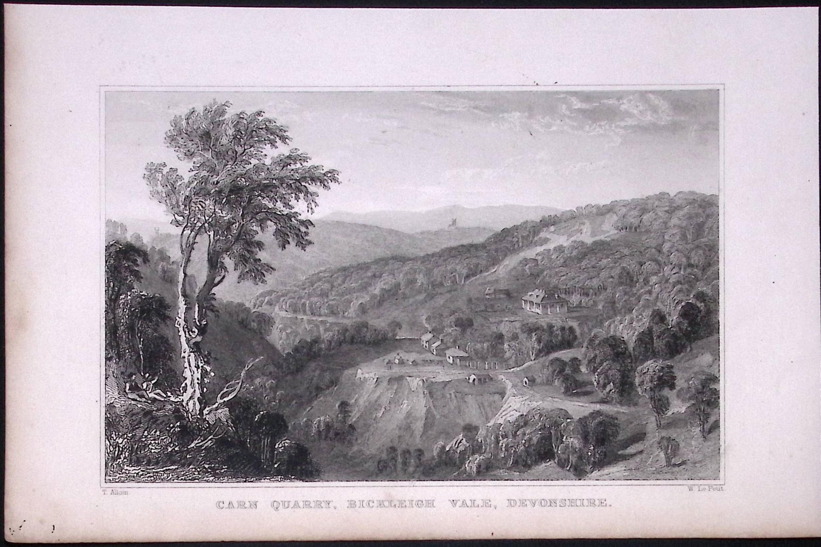 Carn Quarry Rickleigh Vale Devonshire Antique 193 Years-Old Steel-Engraving-19 (1 of 2)