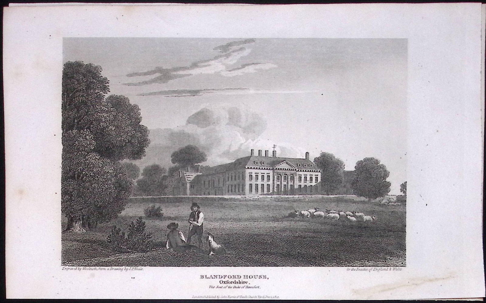 Blandford House Oxfordshire Antique 212 Years-Old Steel-Engraving-59 (1 of 2)