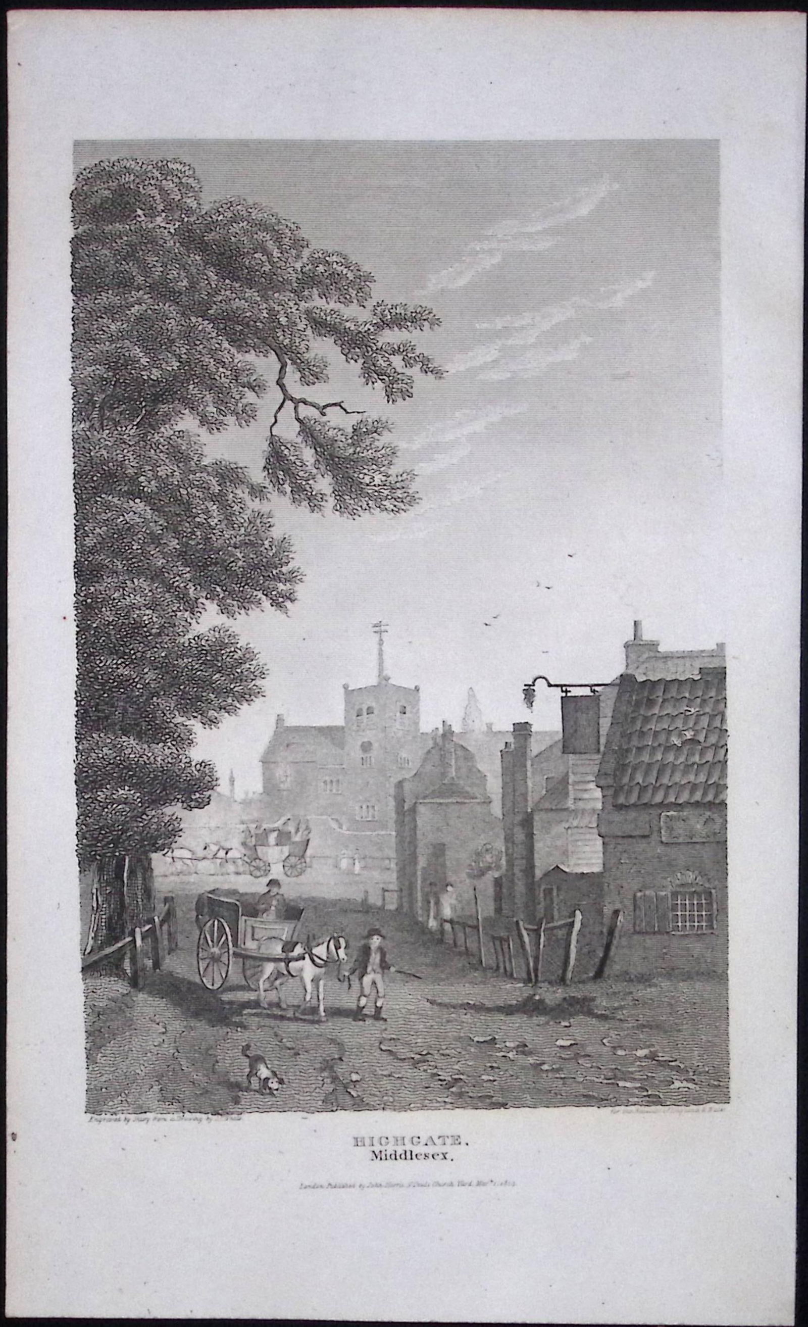 London Highgate Hamlet Antique 200 Years-Old Steel-Engraving-109 (1 of 2)