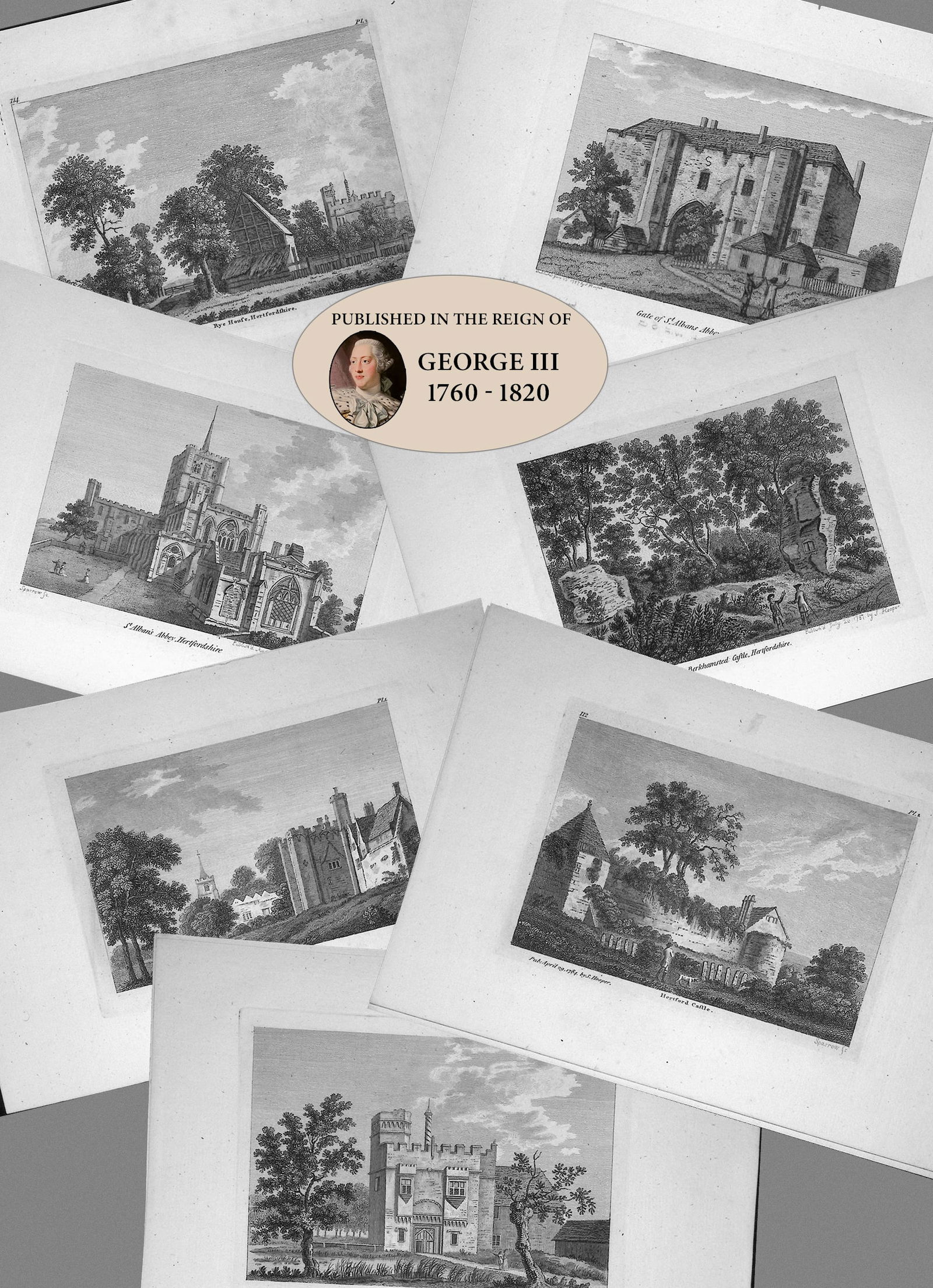 Job Lot Hertfordshire Francis Grose Antique 230+ Years Old Copper Engravings. (1 of 8)