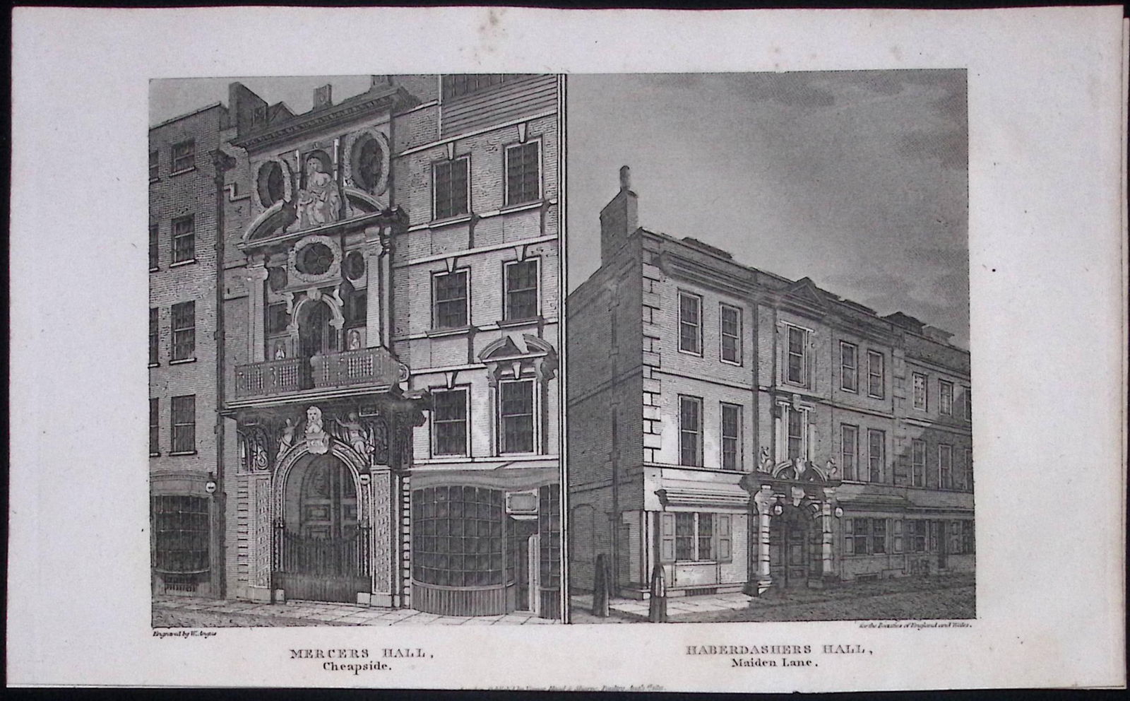 London Mercers & Haberdashers Hall Antique 200 Years-Old Steel-Engraving-115 (1 of 2)