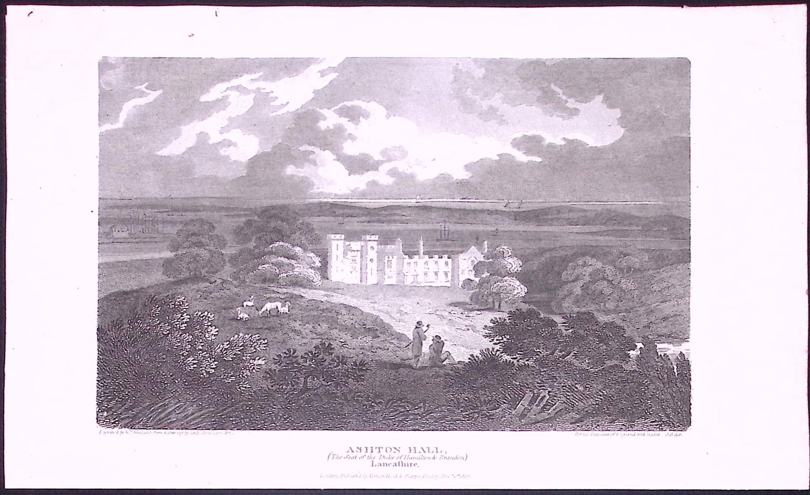 Thurnham Lancashire Ashton Hall Antique 218 Years-Old Steel-Engraving-6 (1 of 2)