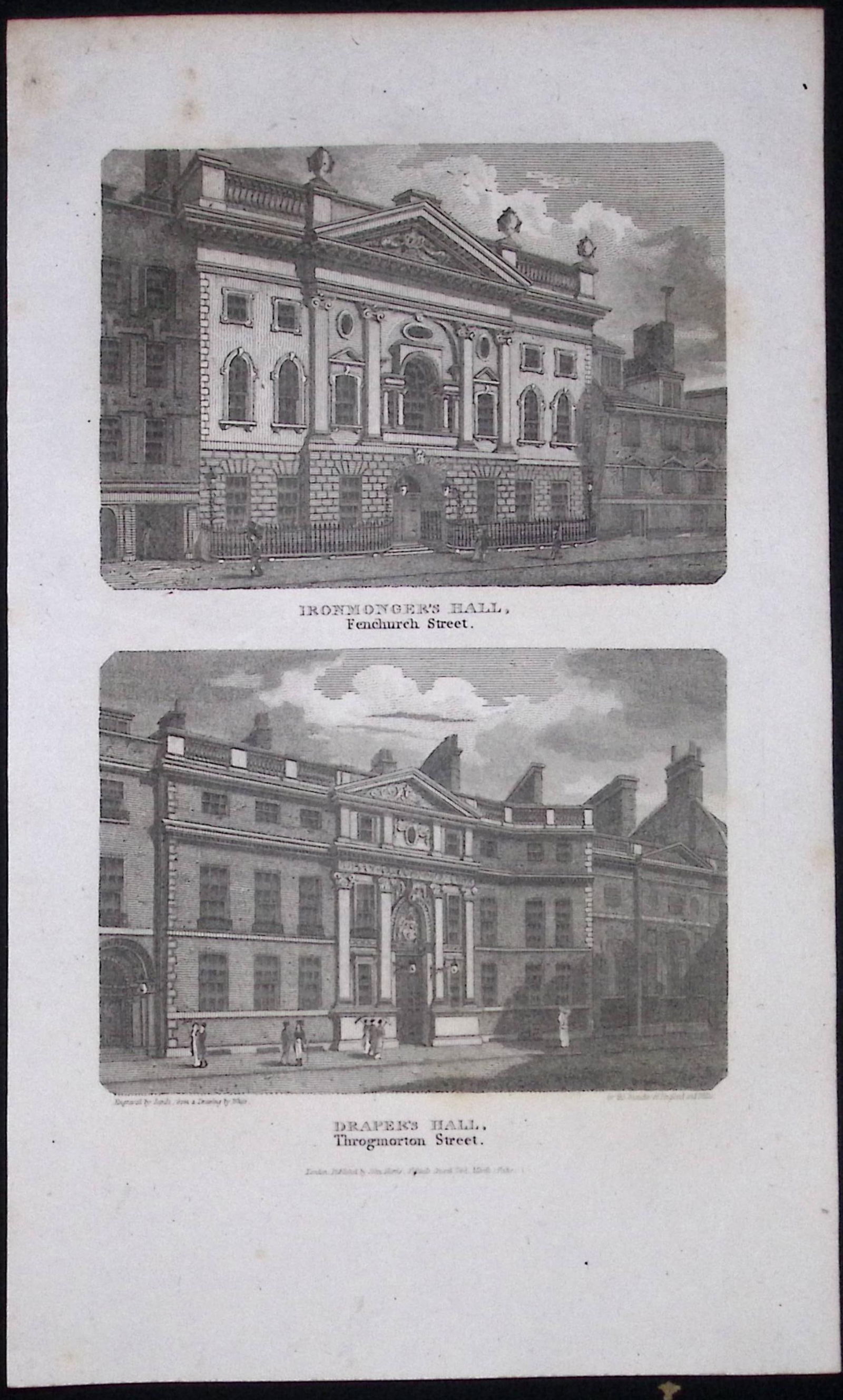 London Ironmongers & Drapers Hall Antique 200 Years-Old Steel-Engraving-116 (1 of 2)