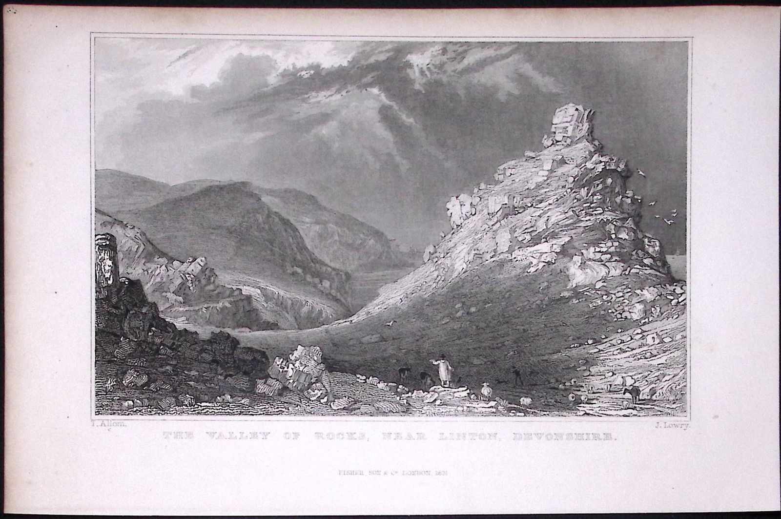 Linton The Valley of Rocks Devonshire Antique 193 Years-Old Steel-Engraving-15 (1 of 2)