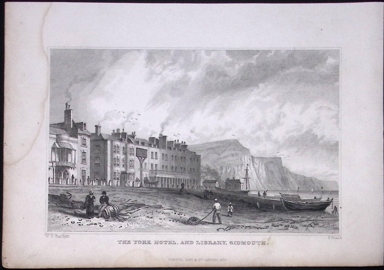 Sidmouth York Hotel & Library Devonshire Antique 193 Years-Old Steel-Engraving-9 (1 of 2)