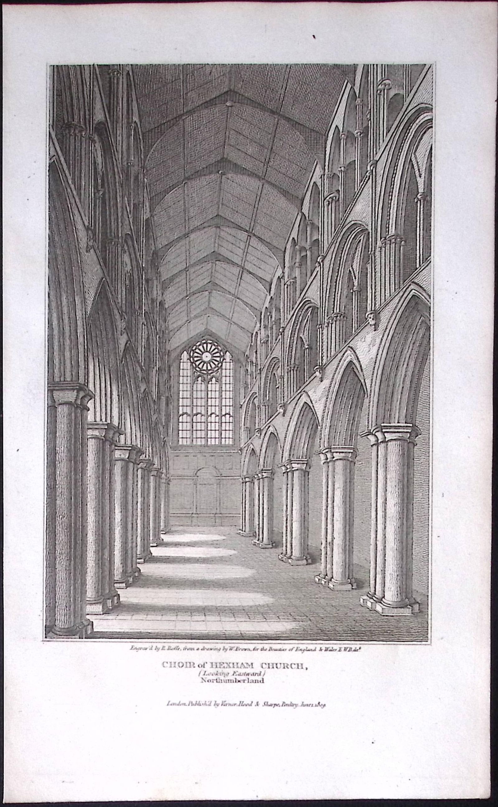 Northumberland Hexham Choir Church Antique 223 Years-Old Steel-Engraving-140 (1 of 2)