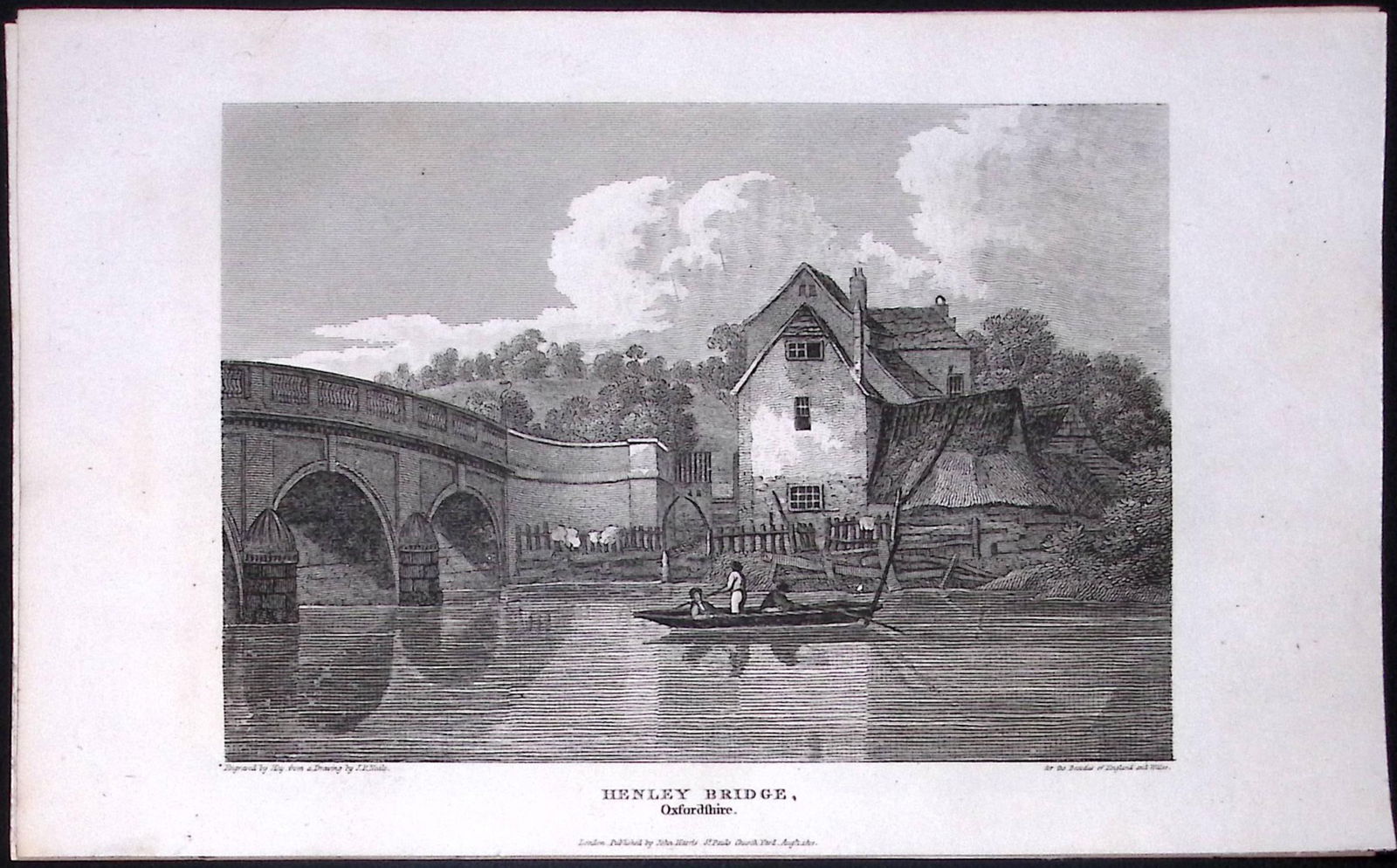 Henley On Thames Bridge Oxfordshire Antique 212 Years-Old Steel-Engraving-54: Title: Henley On Thames Bridge Oxfordshire Antique 212 Years-Old Steel-Engraving-54 Description: This Yorkshire Georgian Antique Print Was Removed from a First Edition of.