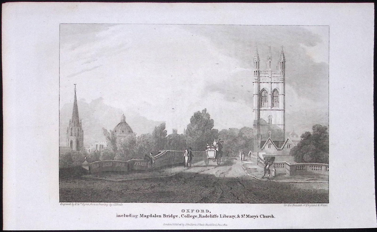 Oxford Magdalen Bridge & Radcliffe Library Antique 212 Years-Old Steel-Engraving-44 (1 of 2)
