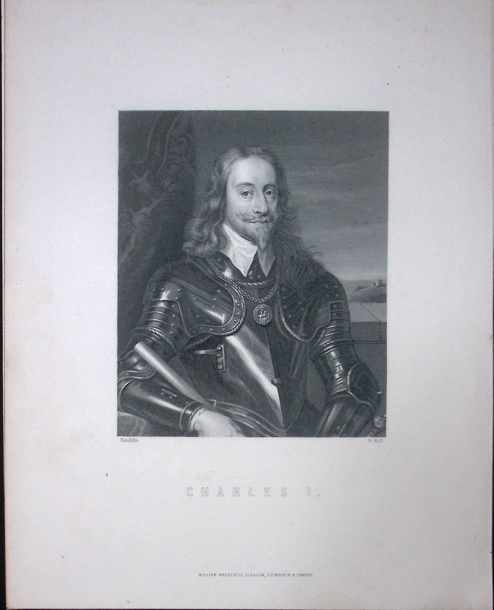 Charles I Portrait Scotland Antique 152 Years-Old Engraving-34 (1 of 2)